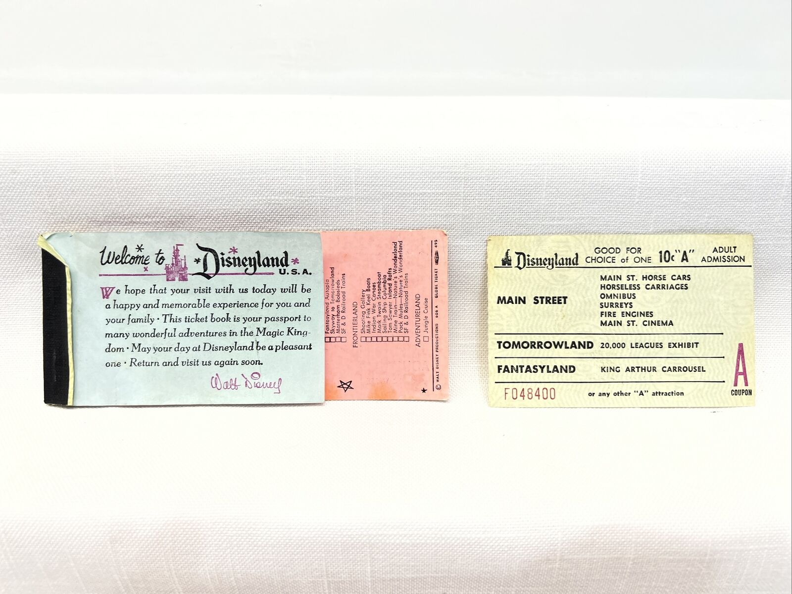 Vintage 1960\'s Disneyland Ticket Book Admission & 15 Adventures With Loose A