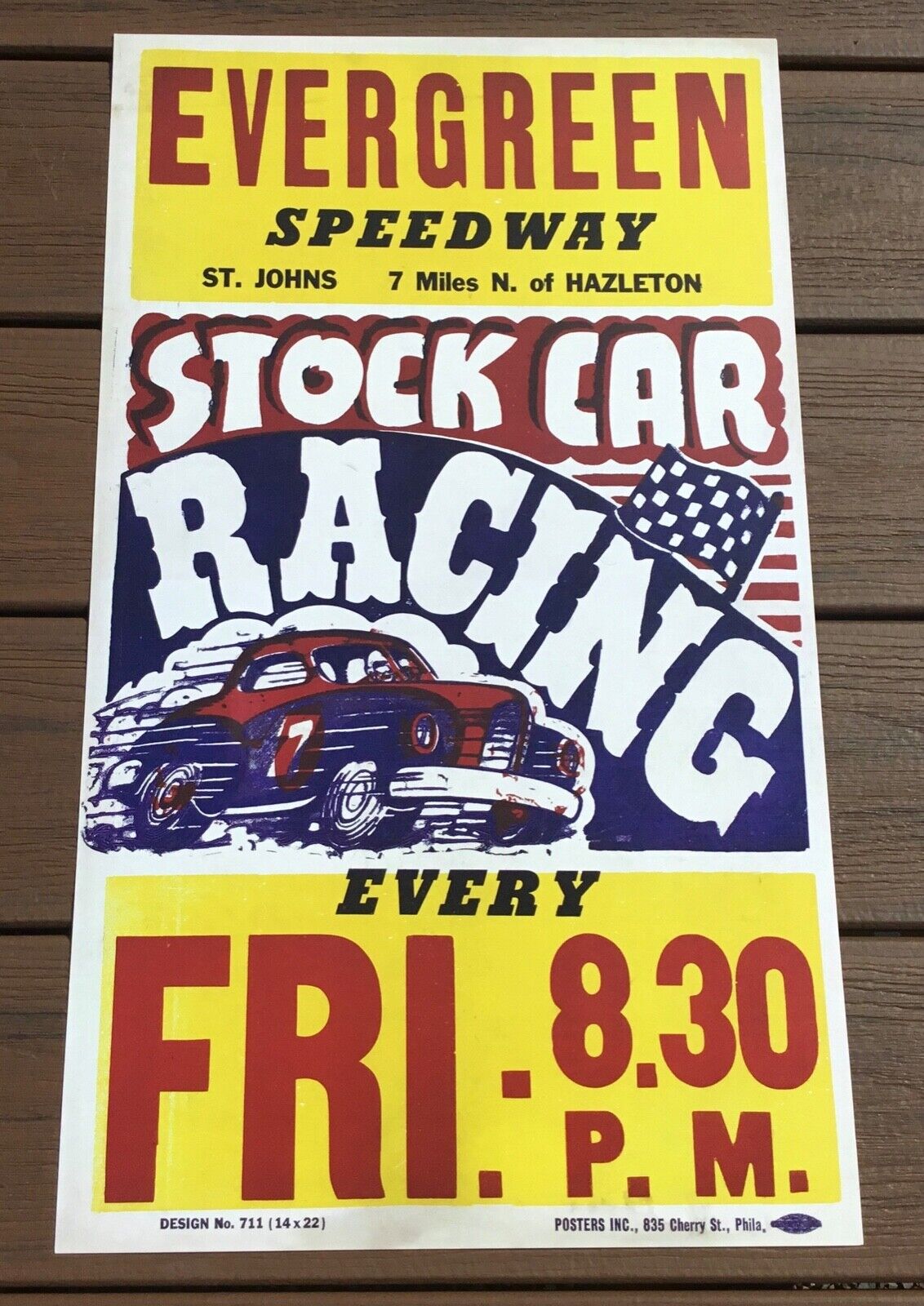 Evergreen Raceway Hazleton Pa. Stock Car Oval Track Racing Poster Sign