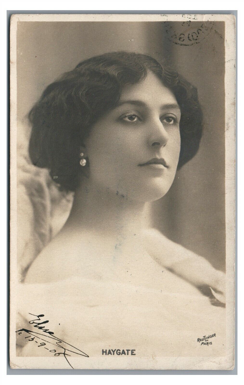 RPPC Elise de Vere Theater Actress Autographed? Vintage Real Photo Postcard