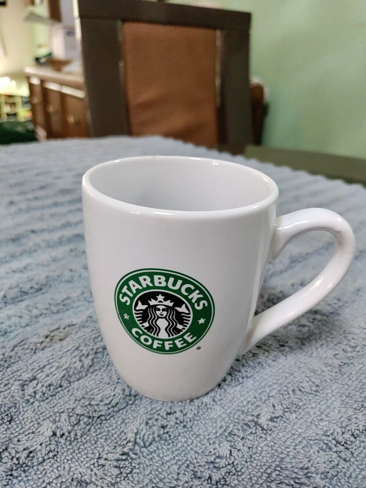 Starbucks Original 2008 White MERMAID LOGO 10.2 fl oz Coffee Cup Mug 2 side logo