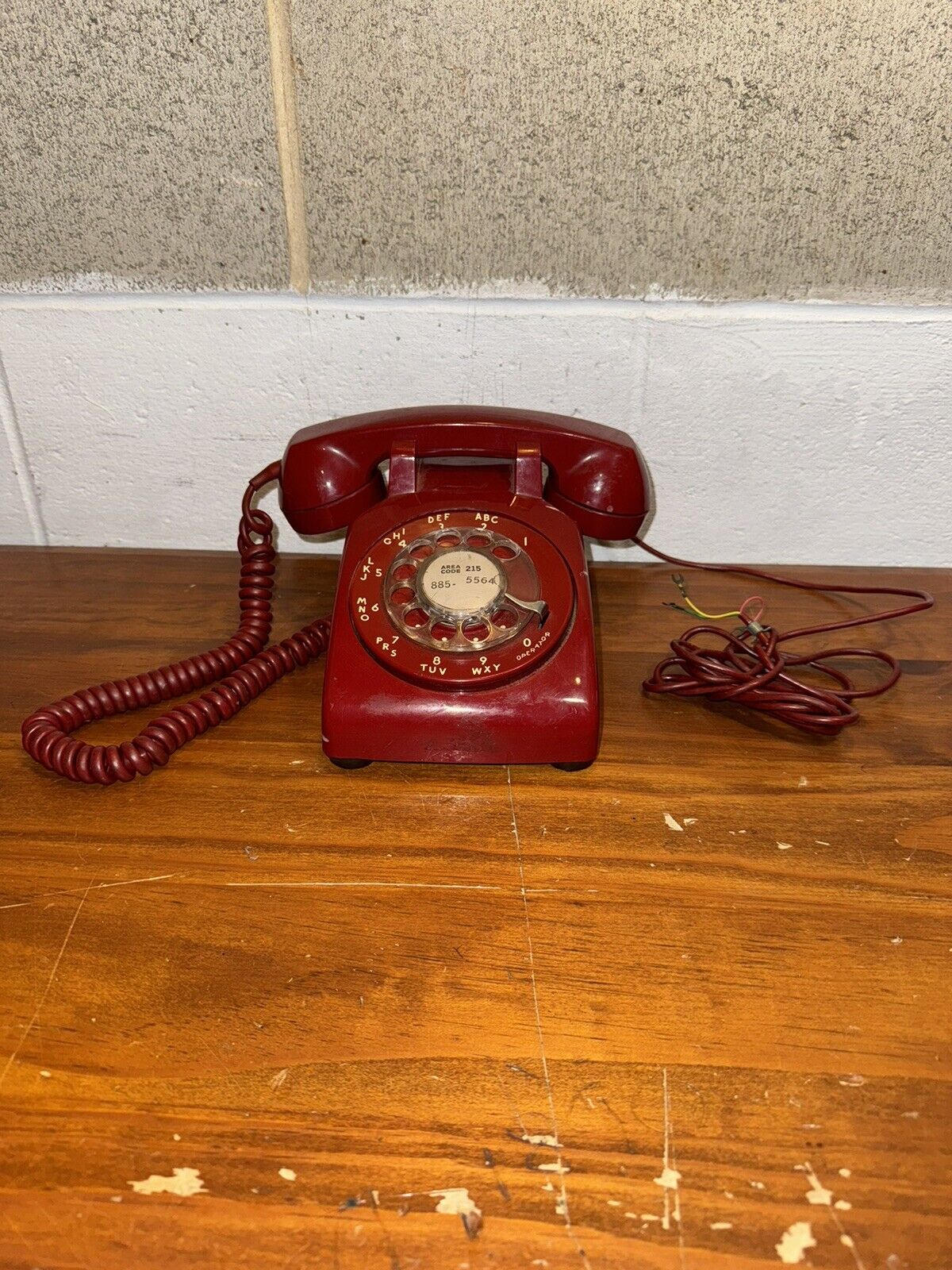 Vintage Bell System By Western Electric RED Rotary Desk Telephone 500 C/D