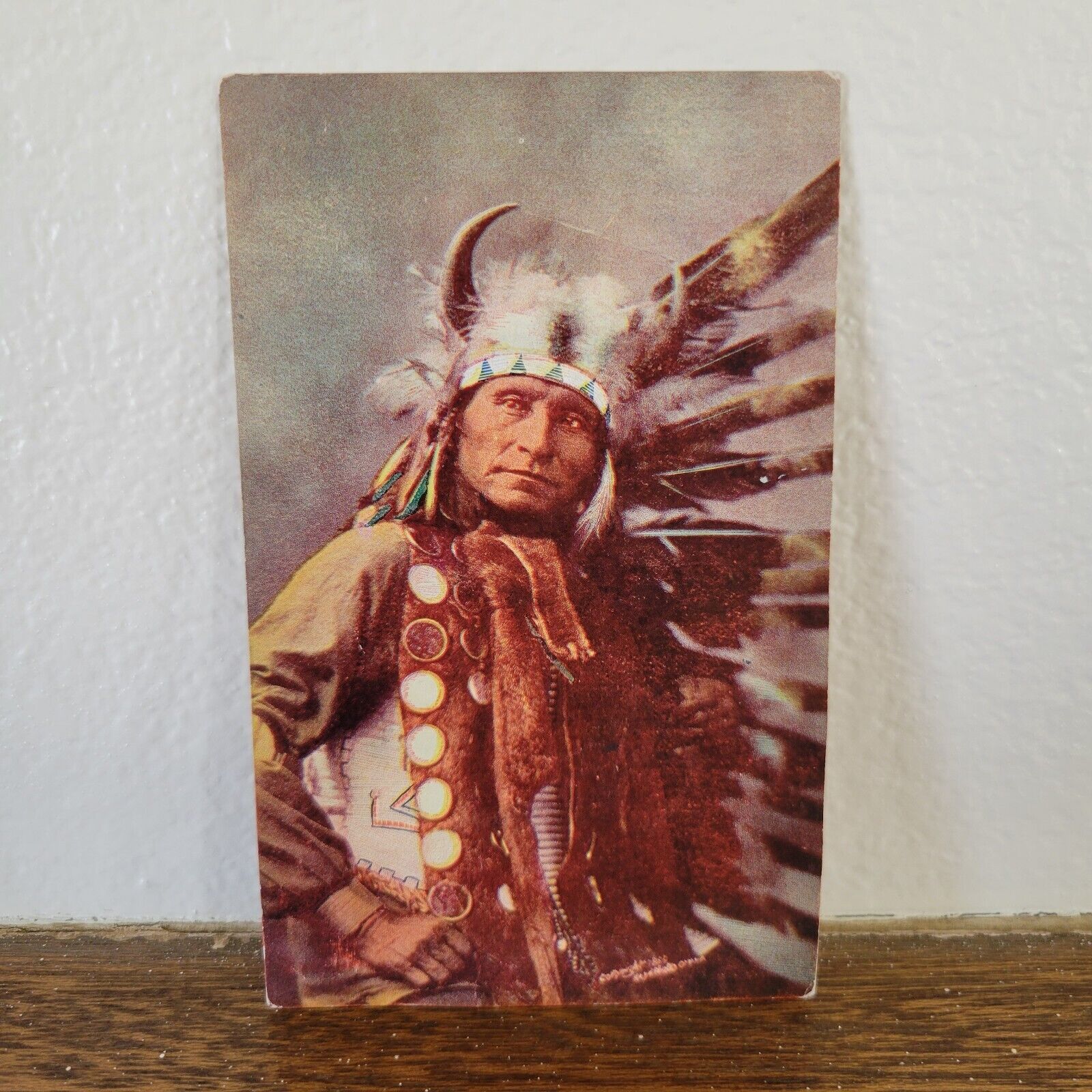 Old Chief Little Horse Sioux Indian Antique Color Postcard Posted Raton NM