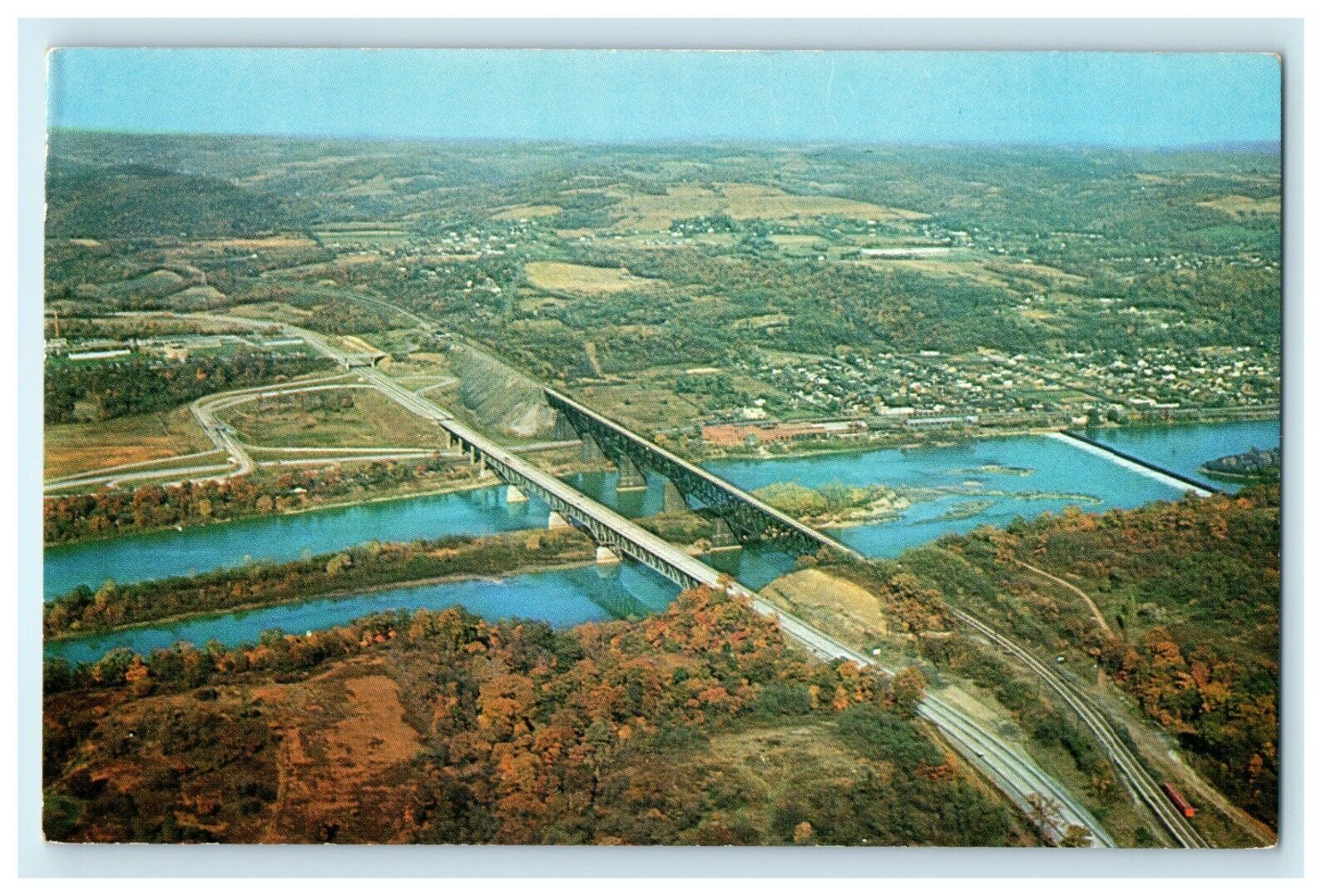 1959 Aerial View of Pennsylvania Turnpike, Bessemer and Lake Erie Postcard