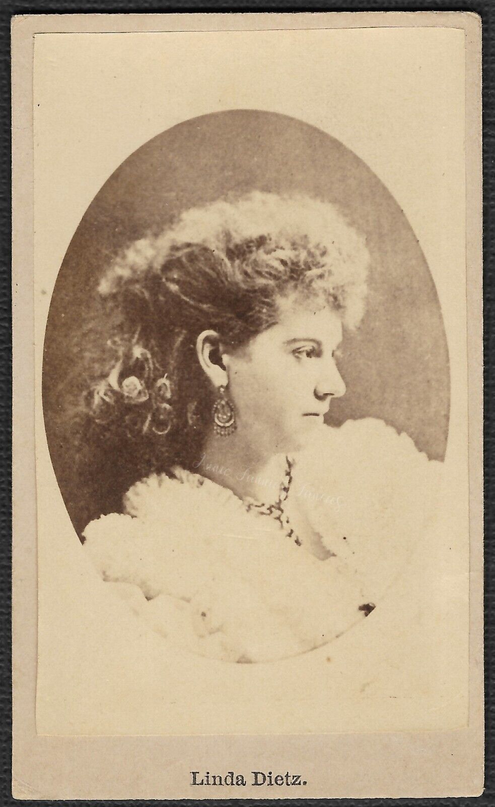 CDV Antique Photo 19th Century Stage Actress Linda Dietz 1870's Beautiful Lady