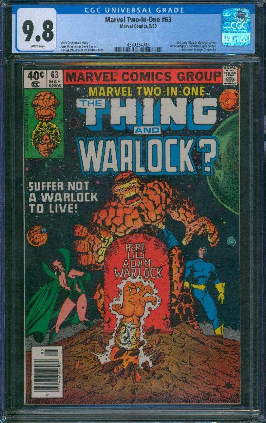 Marvel Two-In-One #63 🌟 CGC 9.8 NEWSSTAND - RARE 🌟 The Thing & Warlock 1980