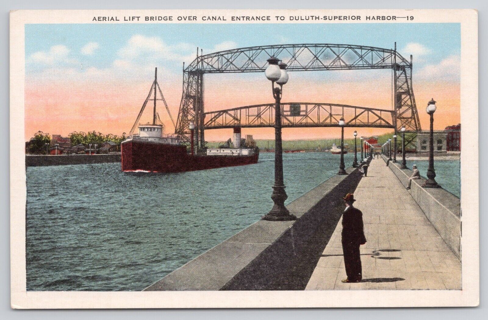 Duluth MN Aerial Lift Bridge Over Canal Entry to Duluth-Superior Harbor Postcard