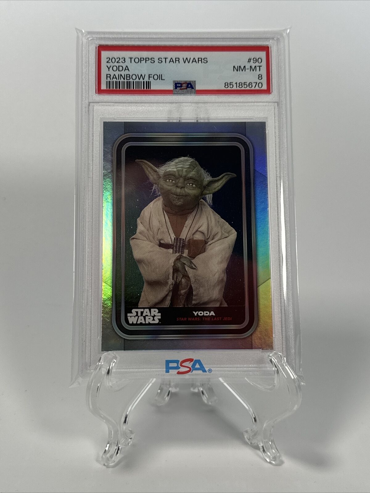 2023 Topps Star Wars Yoda Rainbow Foil #90 PSA 8