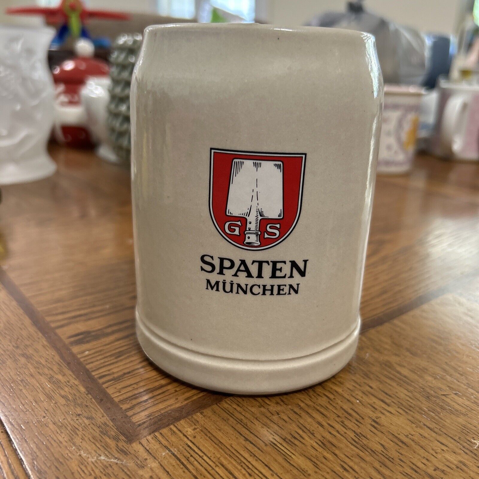 Spaten Munchen GS German Beer Stein Stoneware Mug 1/4 L West Germany Cremer