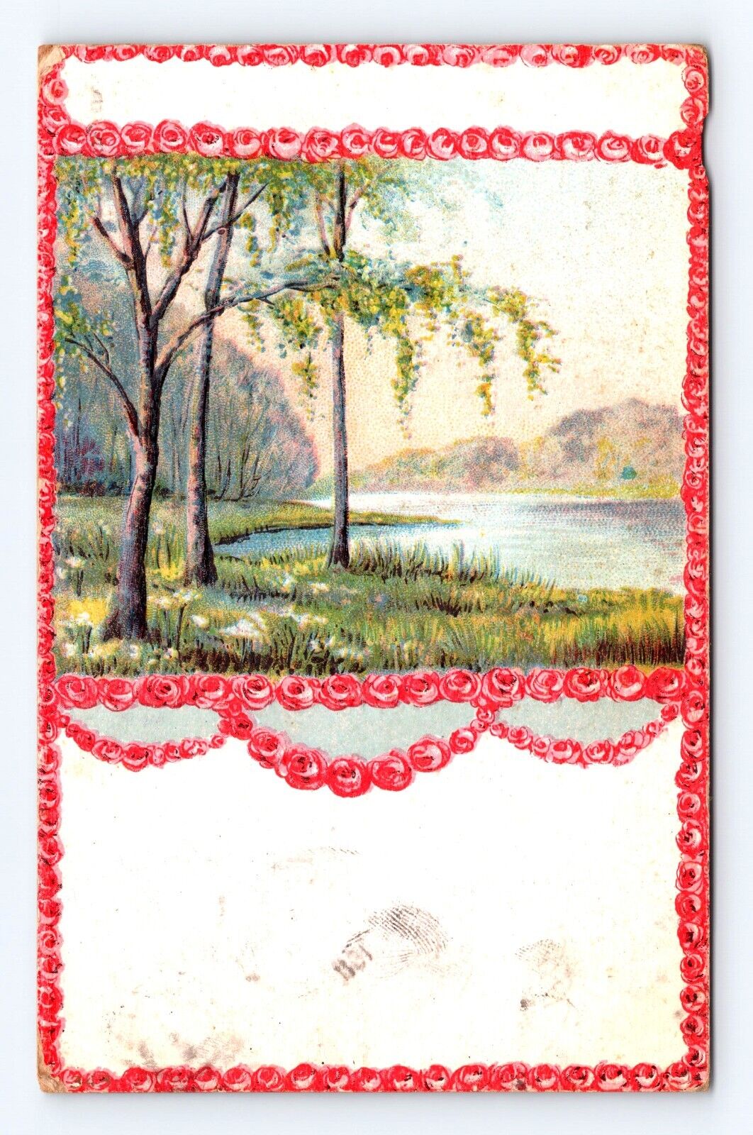 Old Postcard Mountain Lake Flowers Hillsboro TX Cancel 1911 Antique