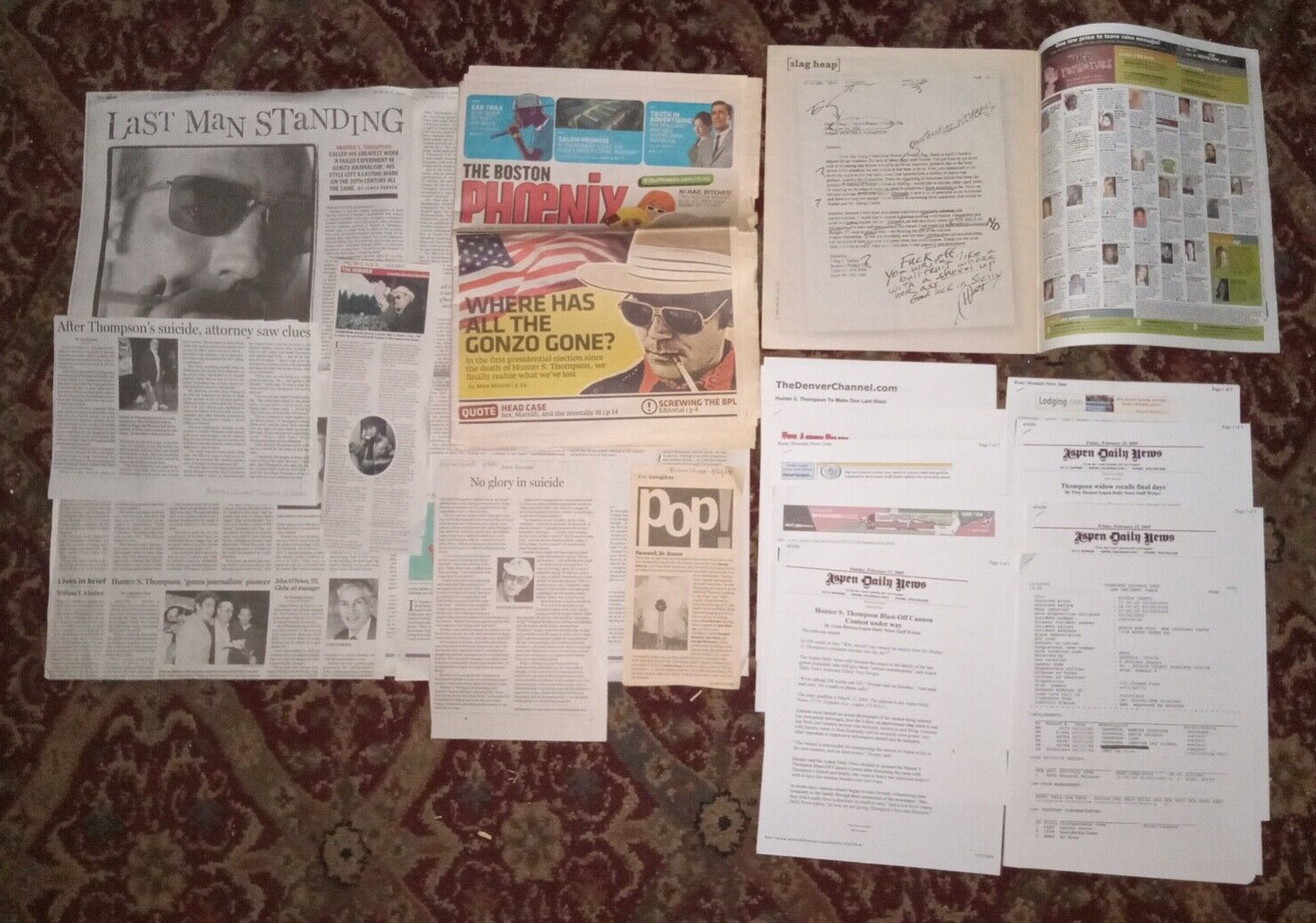 Hunter S. Thompson memorial archive - newspaper articles clippings