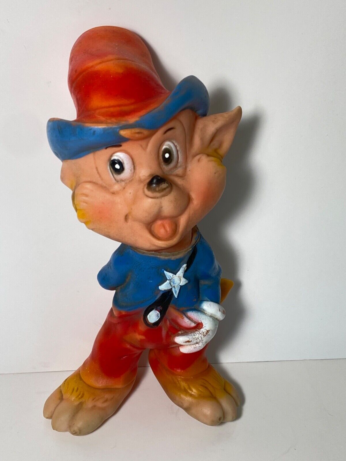 VINTAGE rubber toy SQUEACK RARE DISNEY LIL BAD WOLF RAYITO DE SOL 1950s 60s 9”