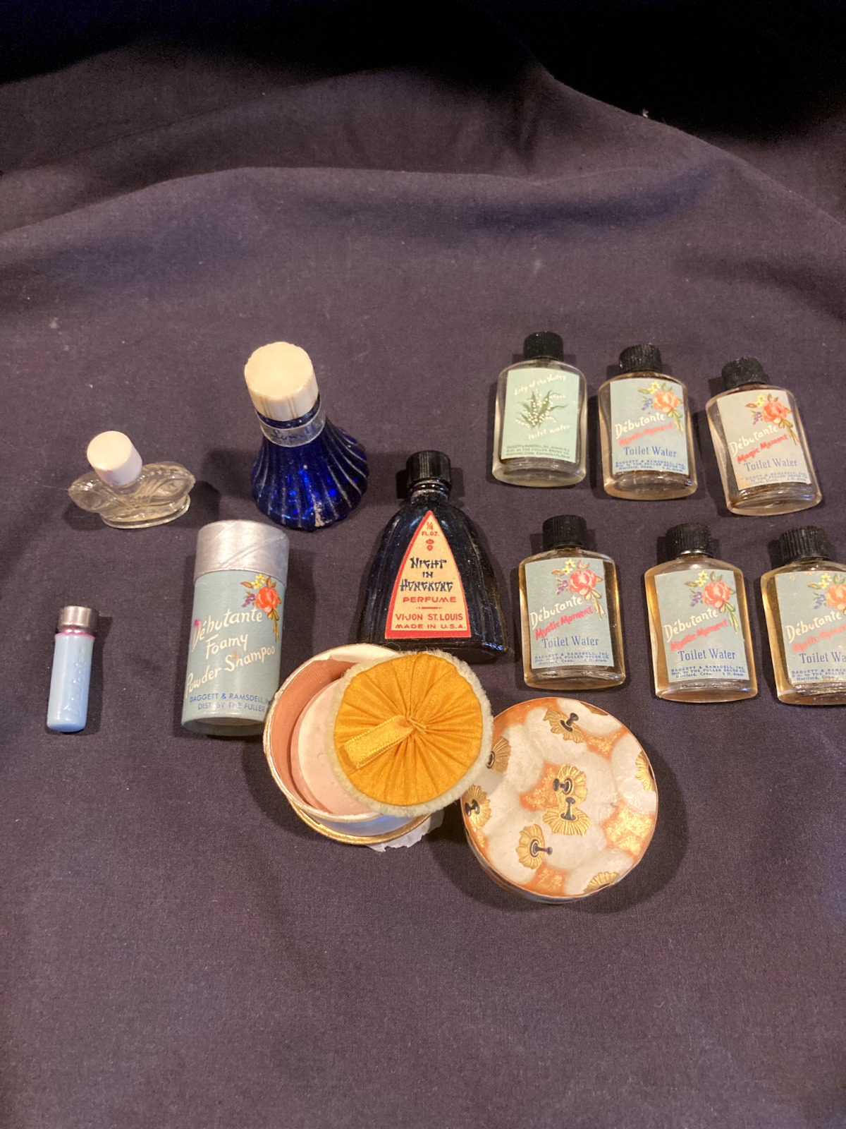 Vintage/Antique Lot of 12 Perfume/Powder Bottles Small Debutante Toilet Water