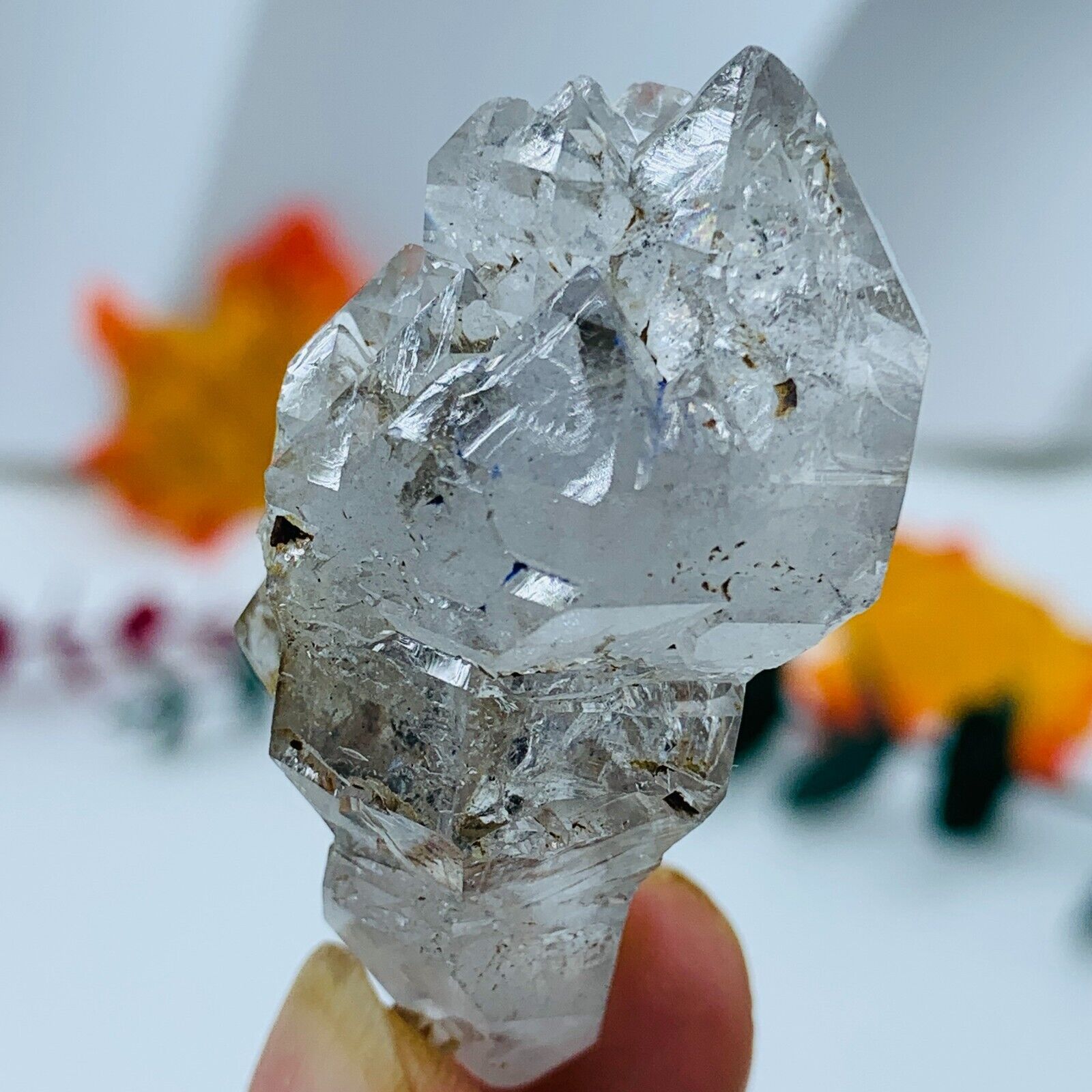 TOP Beautiful 47mm Herkimer Diamond  mace Cluster, 6+ Crystals,Great Clarity 26g