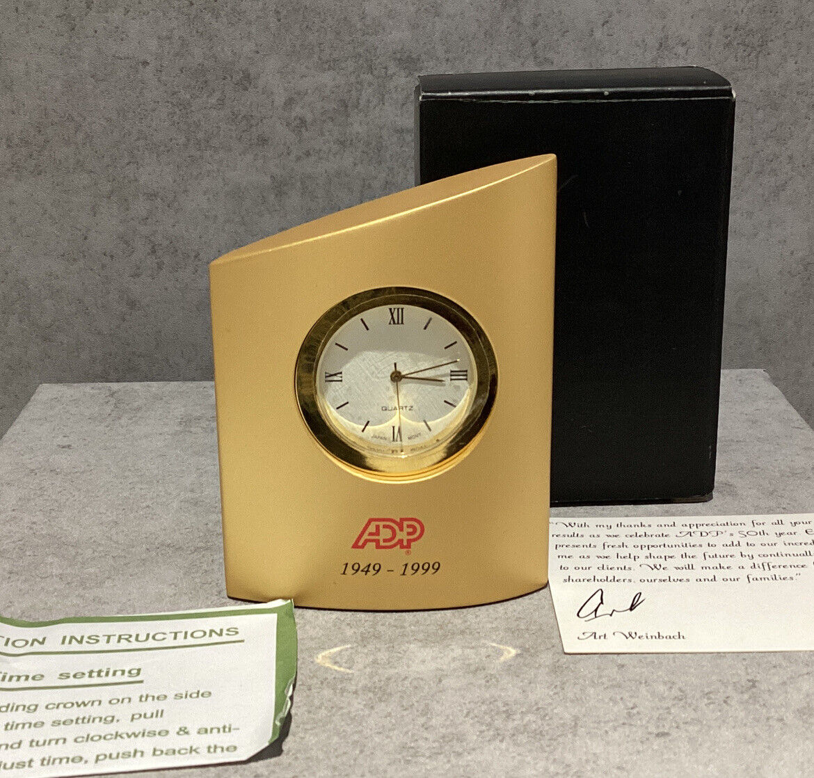 Vintage Luxury Solid Brass heavy Clock 1949-1999 ADP Limited Edition Employee