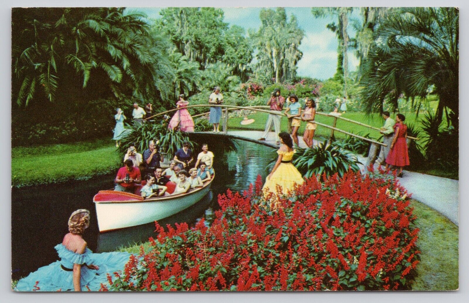 Florida Cypress Gardens Colorful Flowers and Lovely Girls at Every Turn Postcard