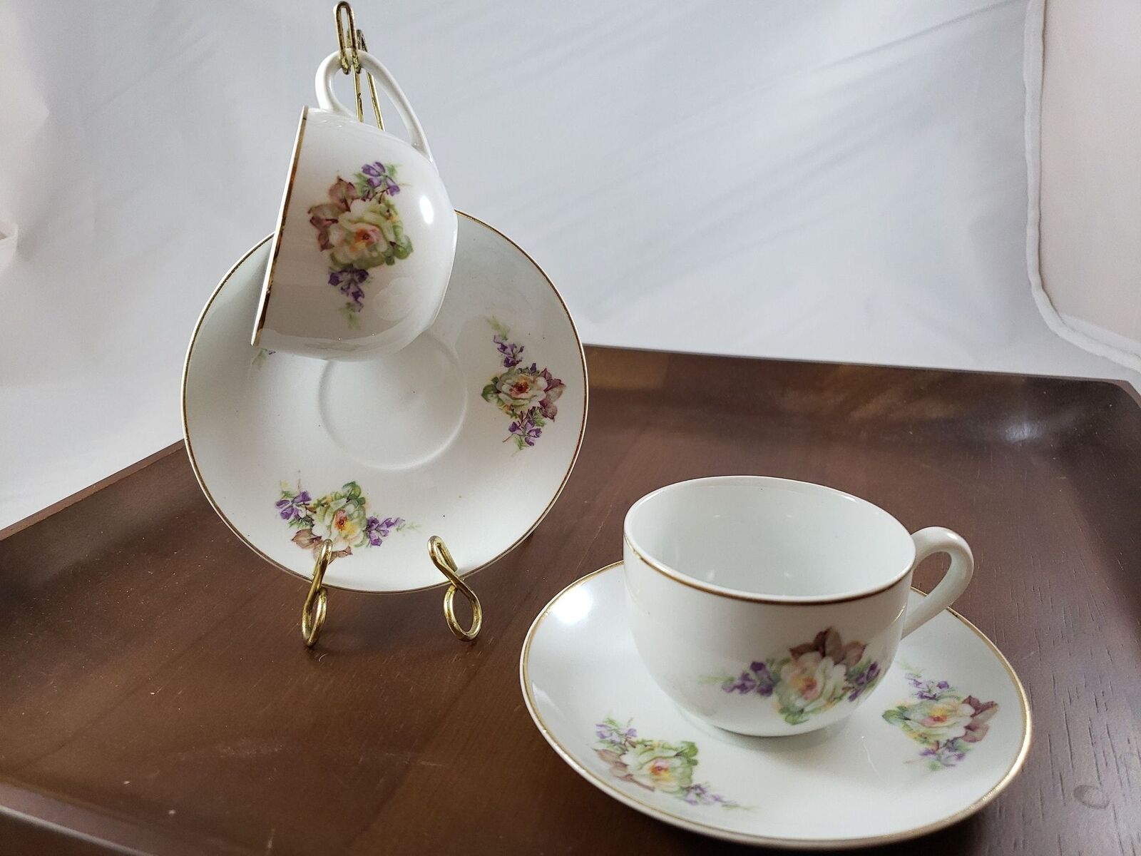 Pair Of Vintage Arabia Soumi Coffee/Demitasse China Cup & Saucer Made In Finland