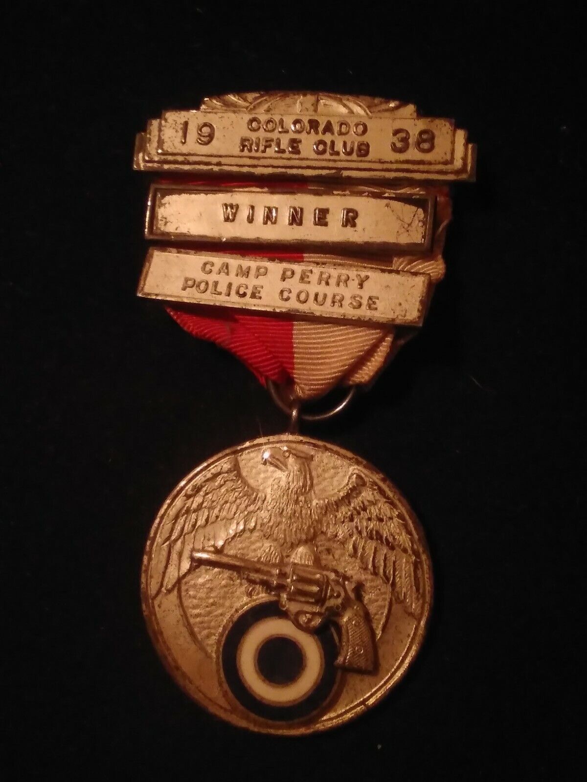 Vintage 1938 Colorado Rifle Club Shooting Medal Sterling Silver Camp Perry PD 
