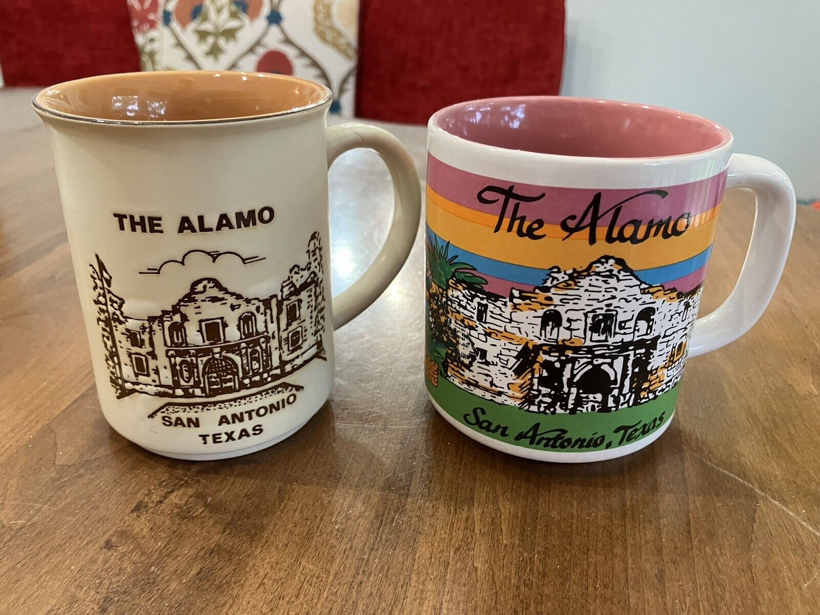 Vintage The Alamo Coffee Mug Lot Of 2 1970’s 80’s San Antonio Texas Ceramic