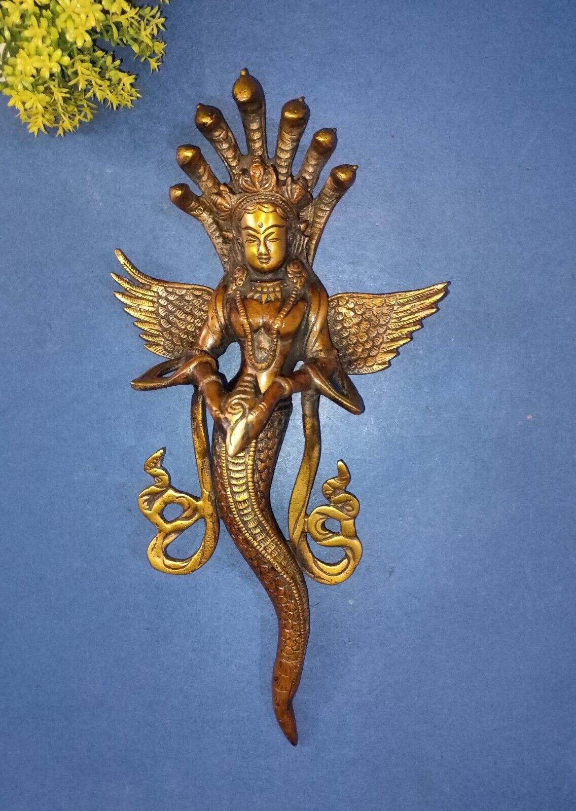 Brass Medusa Wall Decor Statue Naag kanya With Snake Crown Hanging Decor HK400