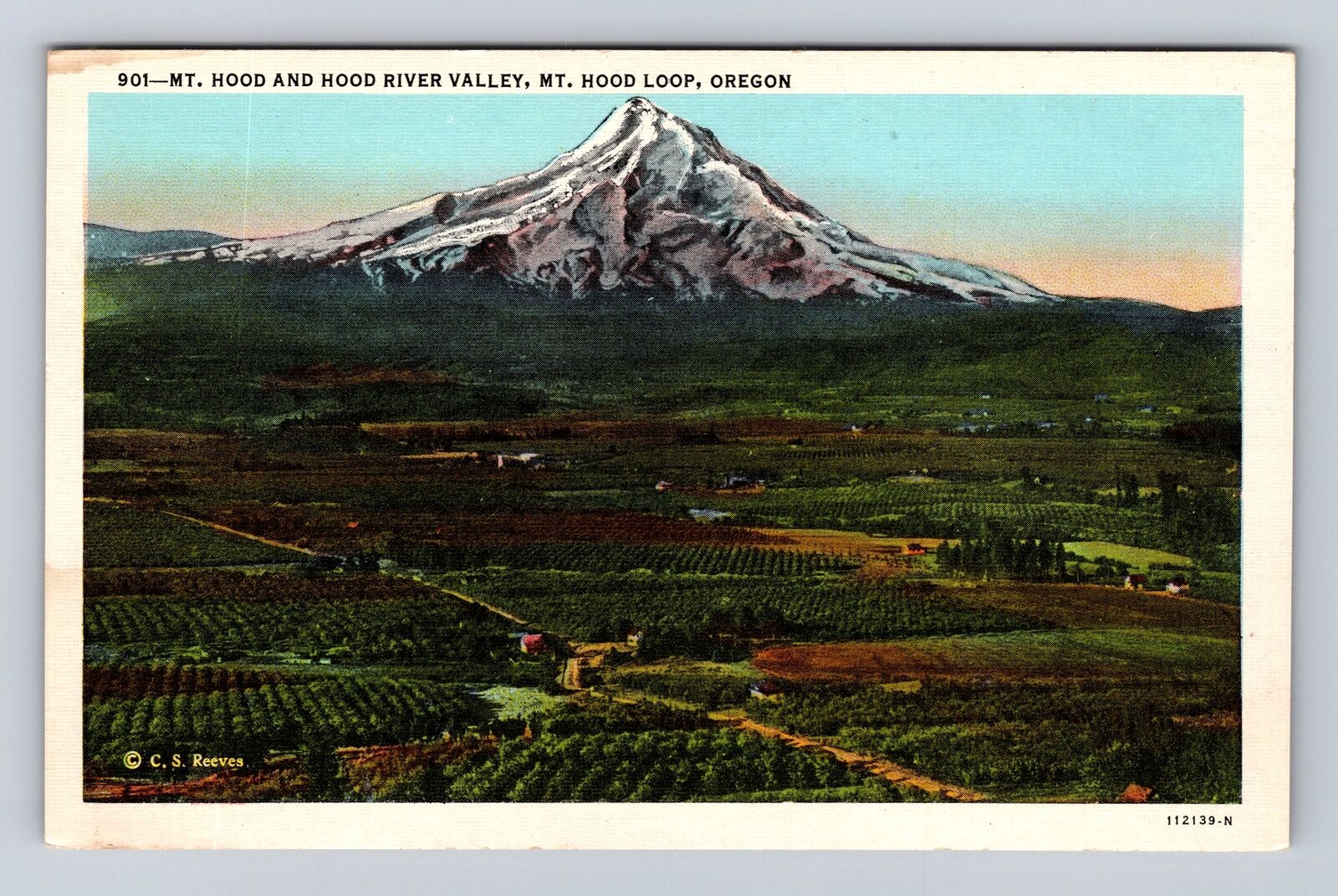 Mount Hood OR- Oregon, Aerial Mount Hood And Hood River Valley, Vintage Postcard