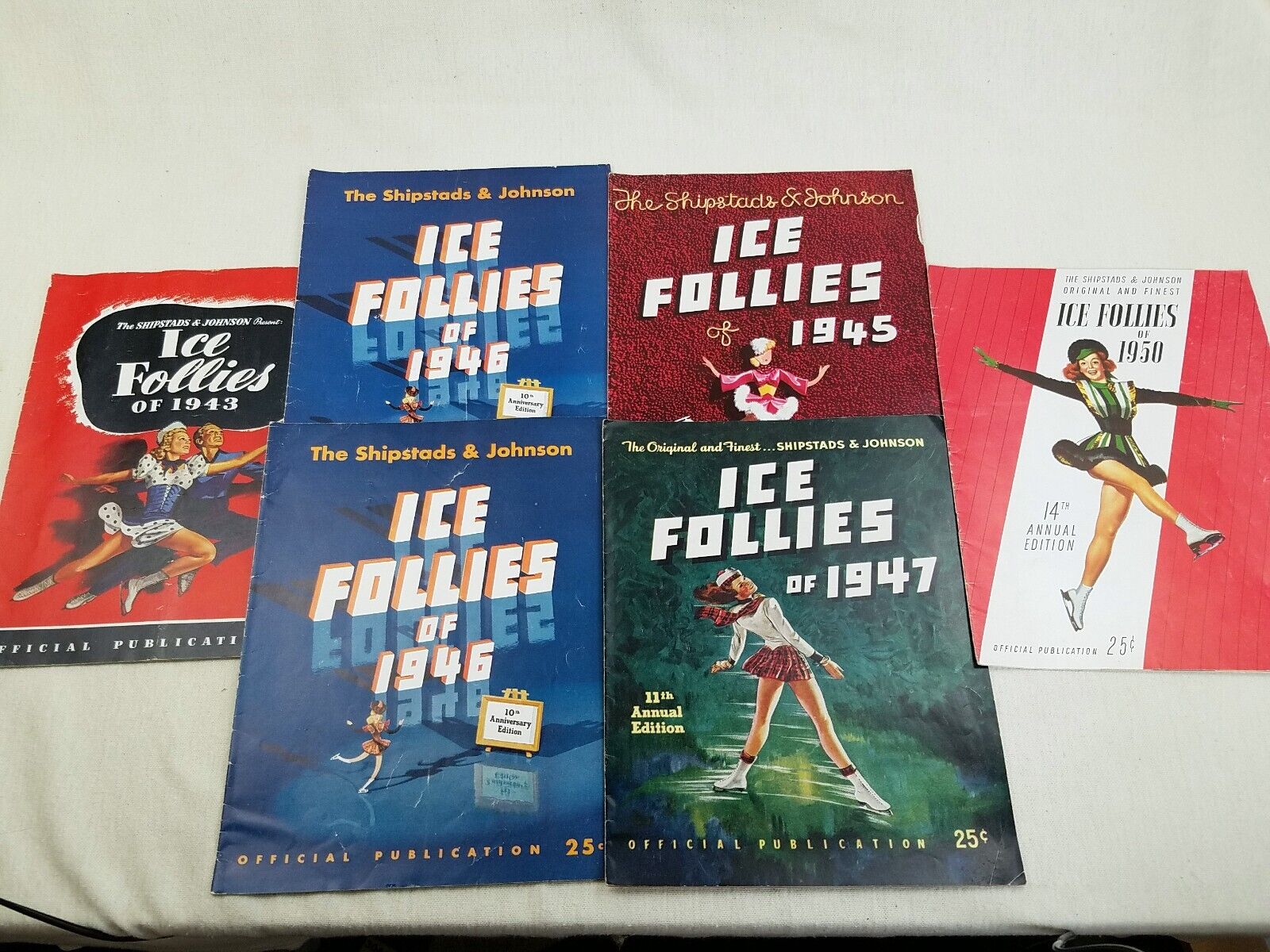 THE SHIPSTADS & JOHNSON ICE FOLLIES PROGRAM LOT OF 5 FROM 1945 1946 1947