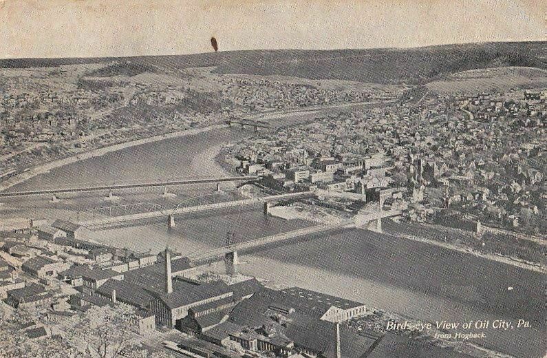 Postcard Bird's Eye View Oil City PA 