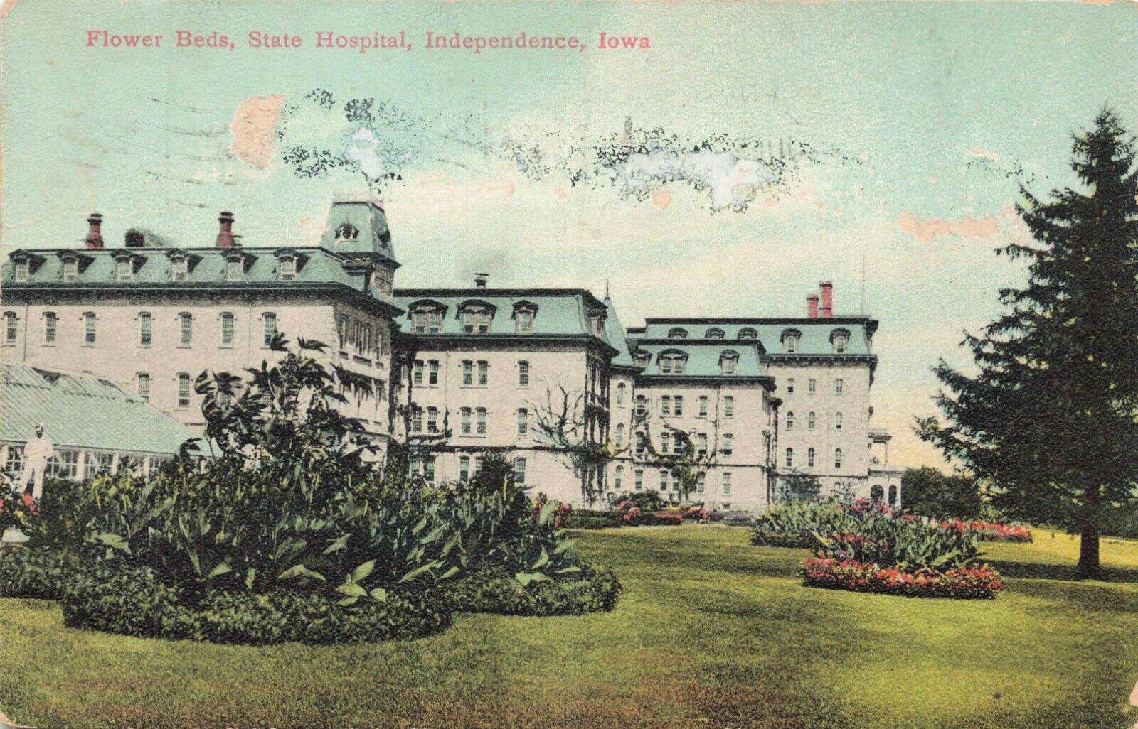 Independence Iowa State Hospital Insane Asylum 1909 pm Postcard vintage US IA