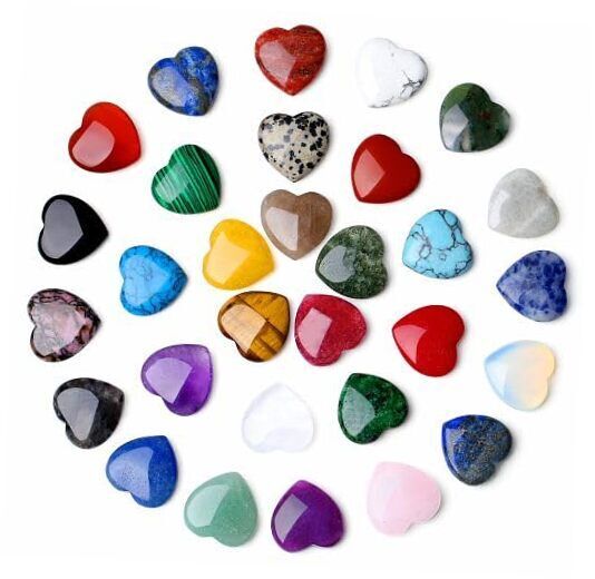  30PCS Heart Crystals Stones Bulk Wholesale Crystal Gemstones Assorted 3-30pcs