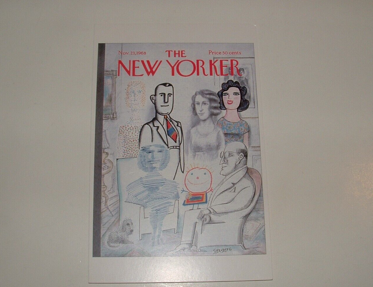 The New Yorker  Postcard, Cover By Saul Steinberg 1968, Unposted, pre-owned