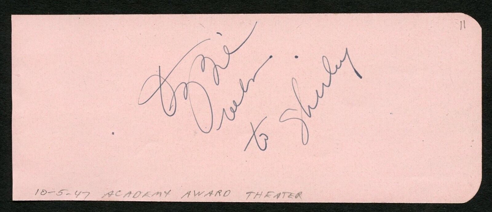 Ozzie Nelson d1975 signed 2x5 cut autograph on 10-5-47 at Academy Award Theater