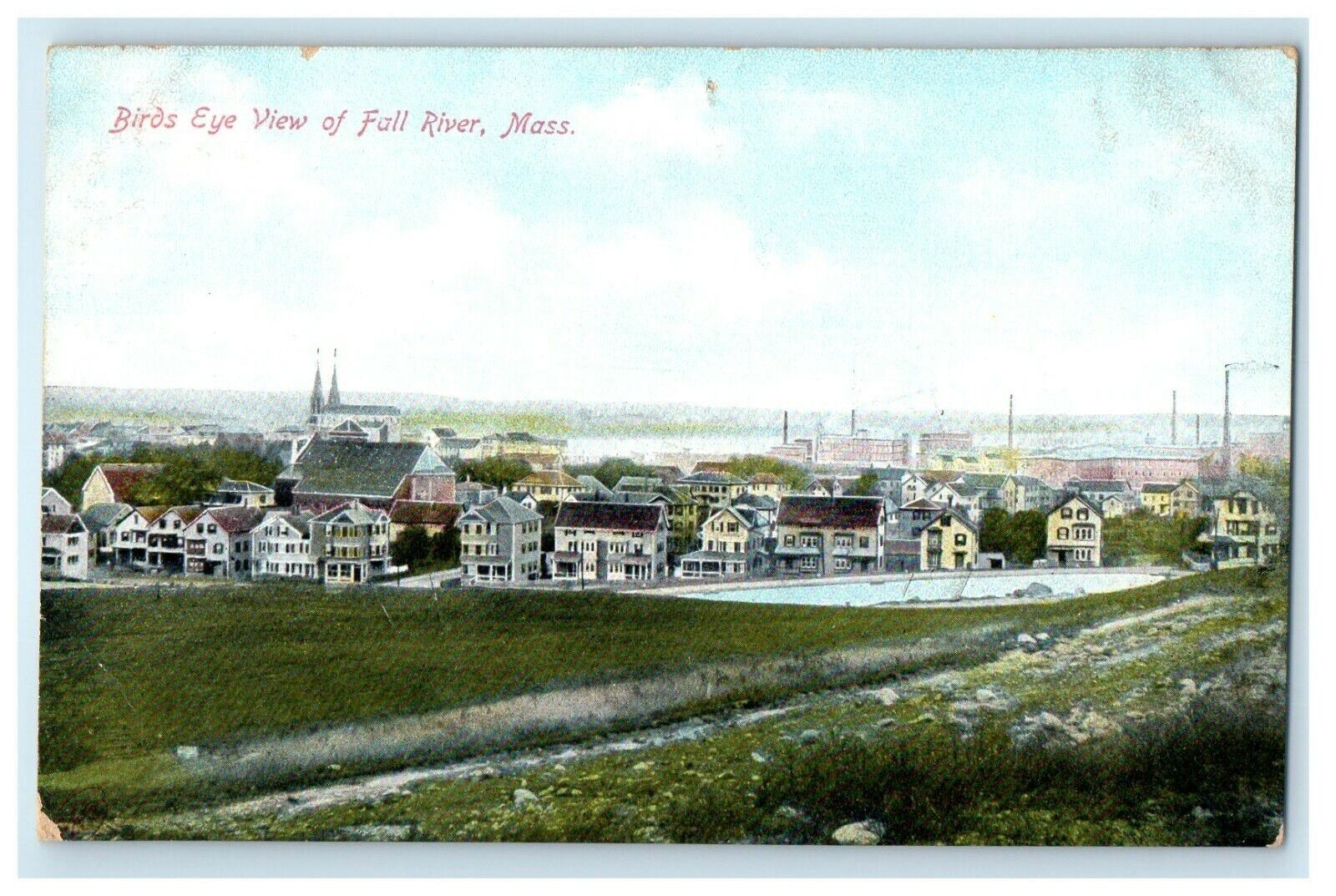 1905 Birds Eye View of Fall River Massachusetts MA Antique Postcard