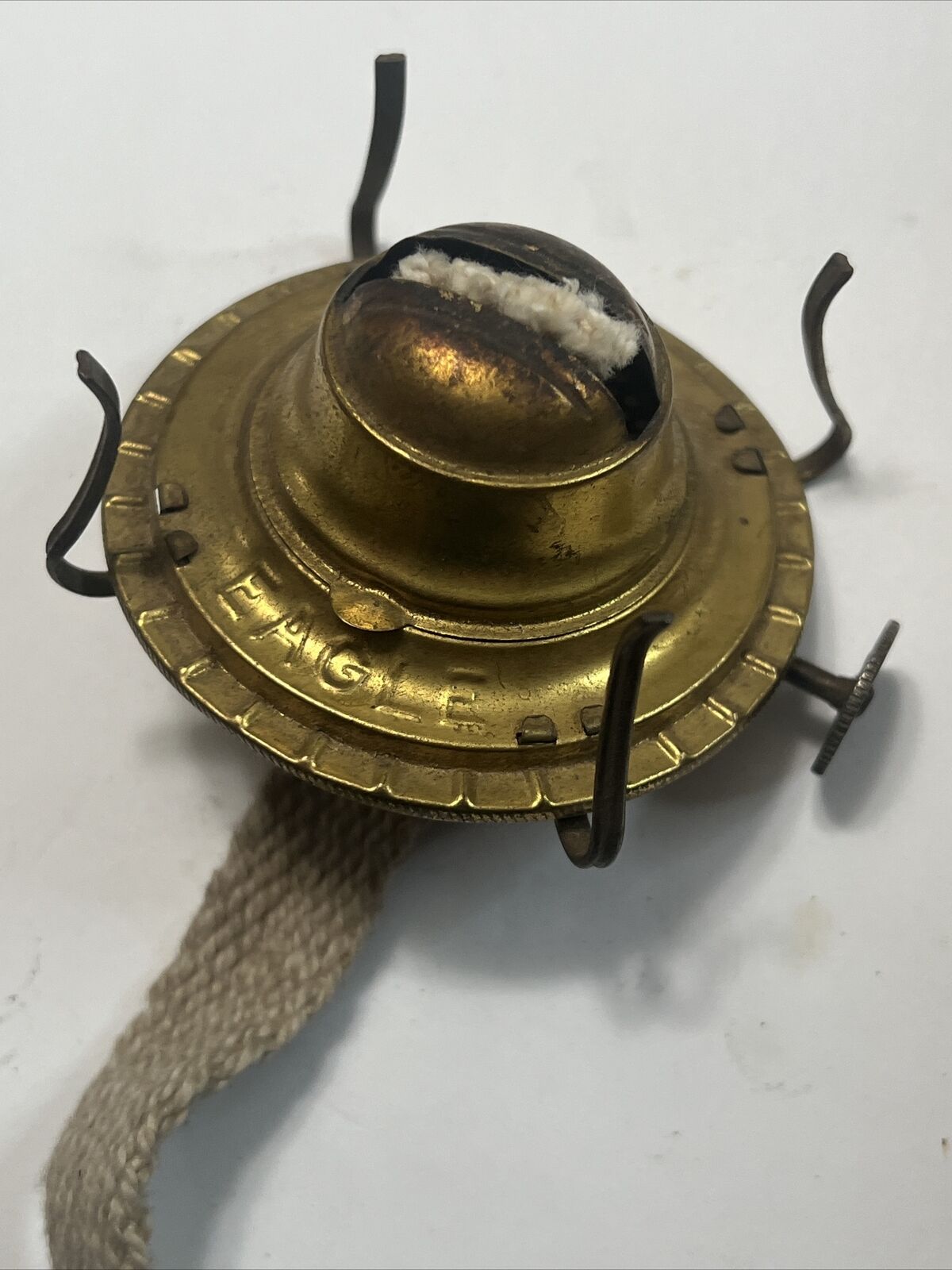 Vintage Antique P&A EAGLE Brass Oil Lamp 7/8”  #1 Burner 2 1/2” Glass Chimney