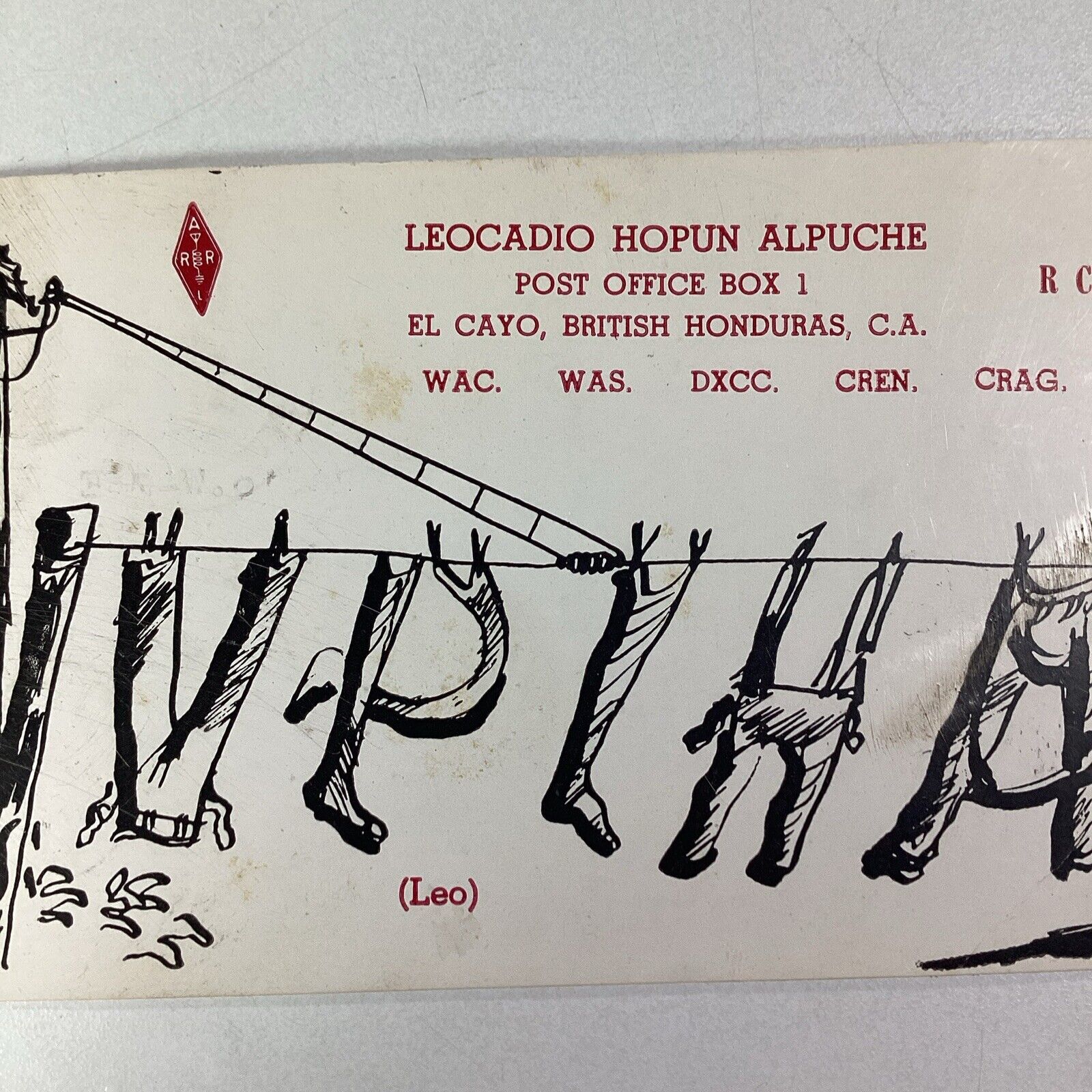 Honduras QSL Radio Card 1959 Leocadio Hopun Alpuche El Cayo  Stamp