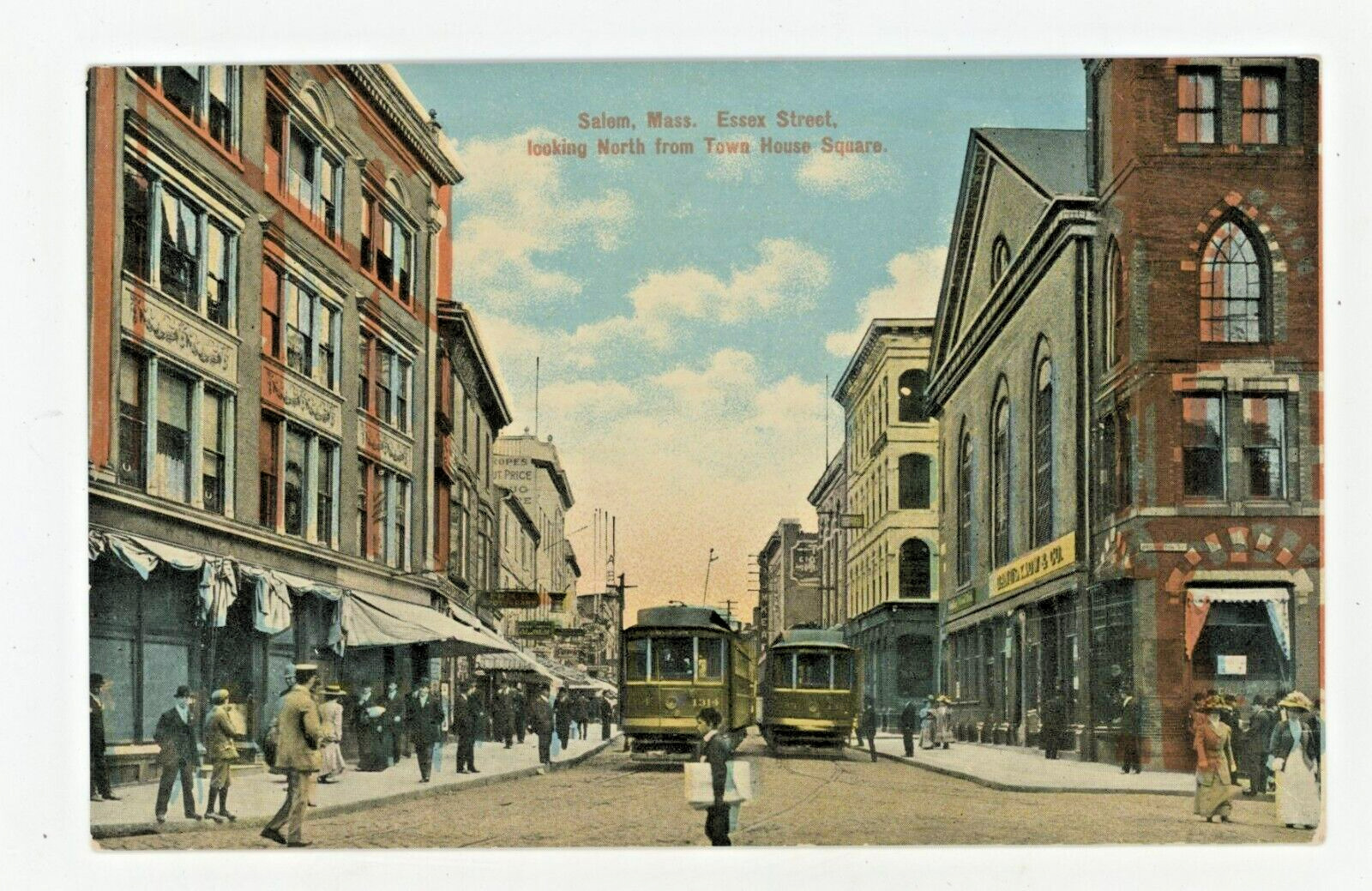 Vintage Postcard MASSACHUSETTS  SALEM  ESSEX STREET  UNPOSTED GEL