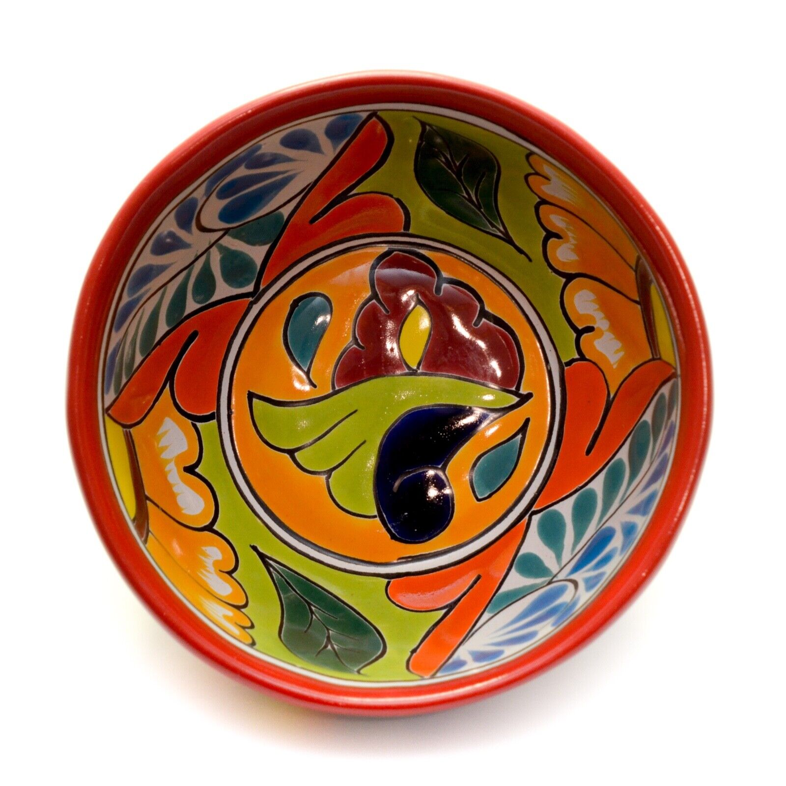 Talavera Pottery Colorful Hand Painted Bowl J.P. Artisanias Mexico Vintage 