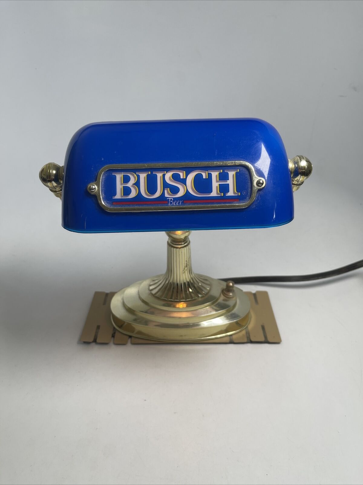 Vintage Busch Beer Desk Lamp Classic Light Blue Gold Indoor Electric Sign Rare