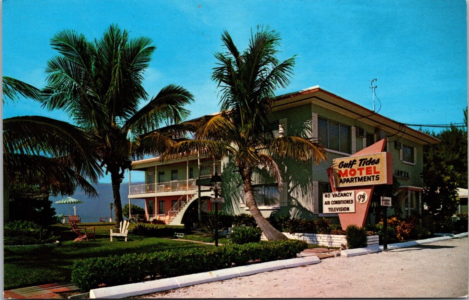 Sarasota Fla. Postcard Gulf Tides Motel Beach Apartments Chrome Advertising 6D