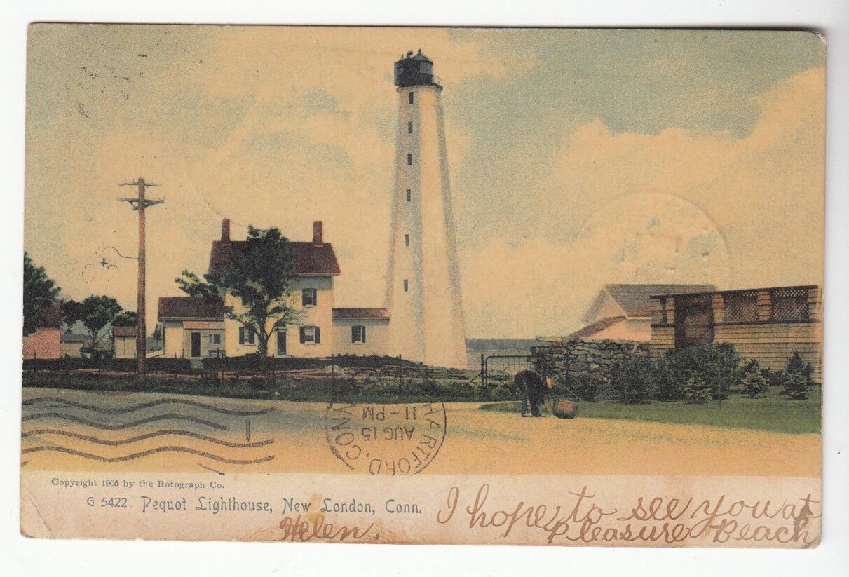 [53820] 1905 POSTCARD PEQUOT LIGHTHOUSE IN NEW LONDON, CONNECTICUT