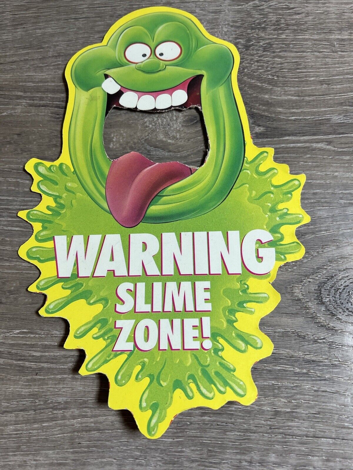 vintage the real ghostbusters slimer paper cutout Warning Slime Zone Bin 27