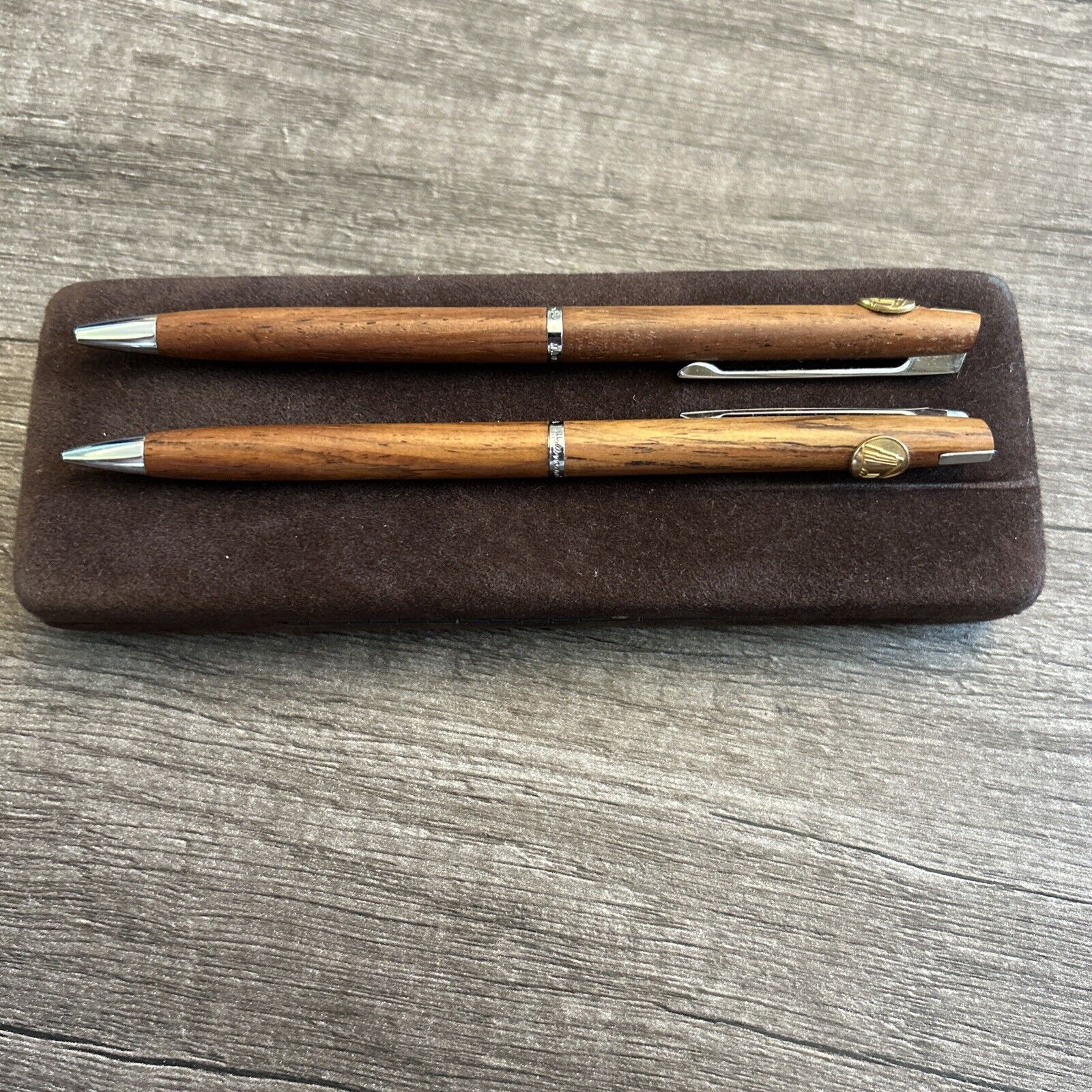 Vintage Hallmark Wood Pen And Pencil Set