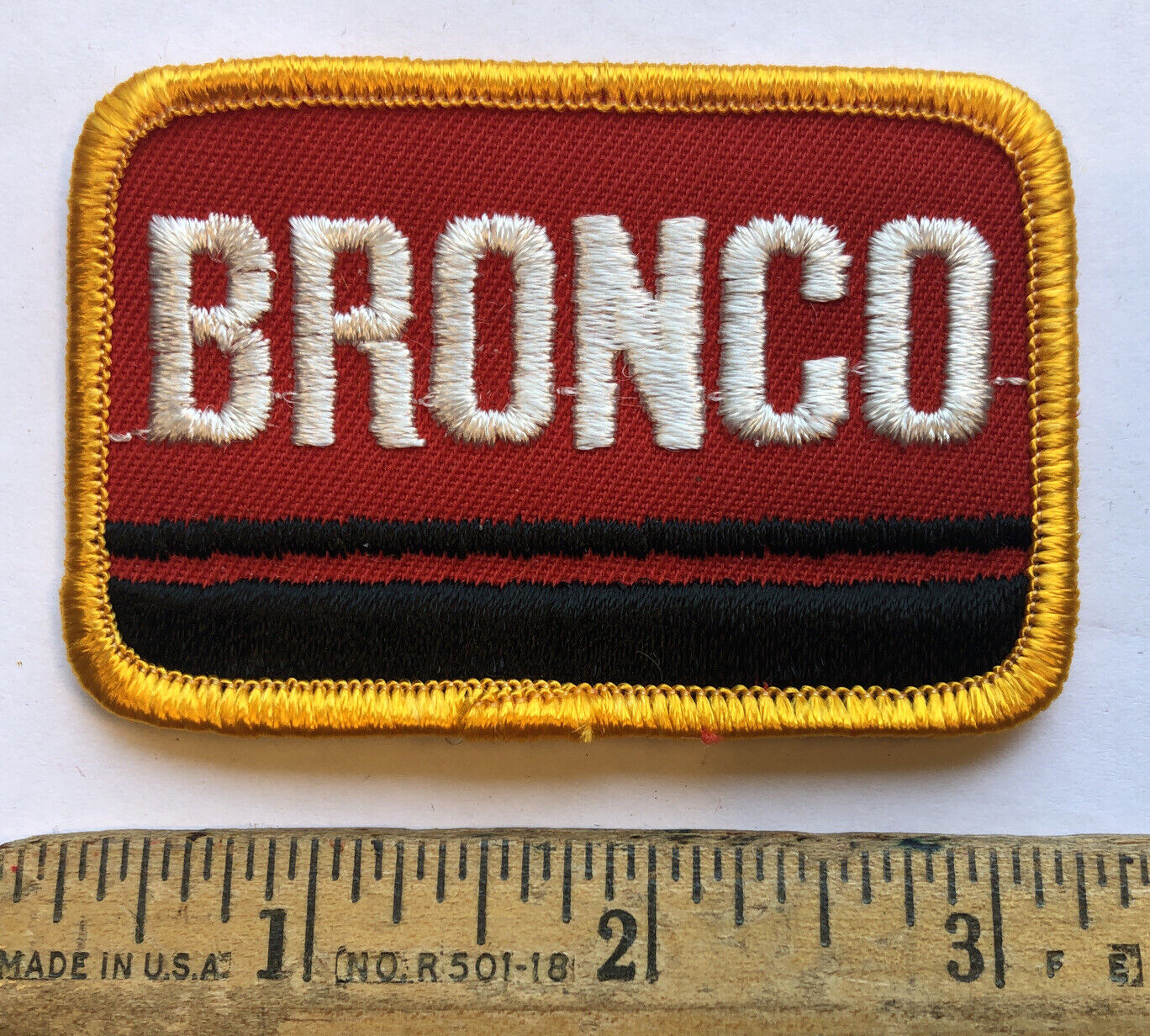 Vintage Original Ford Bronco Patch Iron On Racing White Lettering