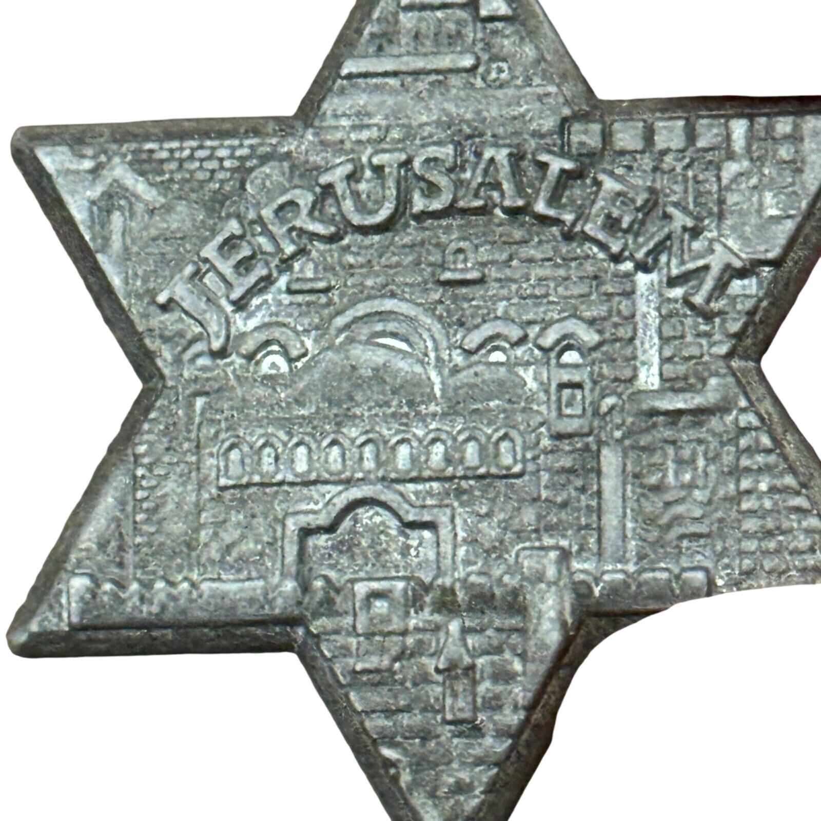 Vintage Jerusalem Star of David Souvenir Keychain Israel Jewish Hebrew Wall