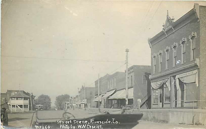 IA, Riverside, Iowa, RPPC, Street Scene, Business Section, Croziet Photo No 7264