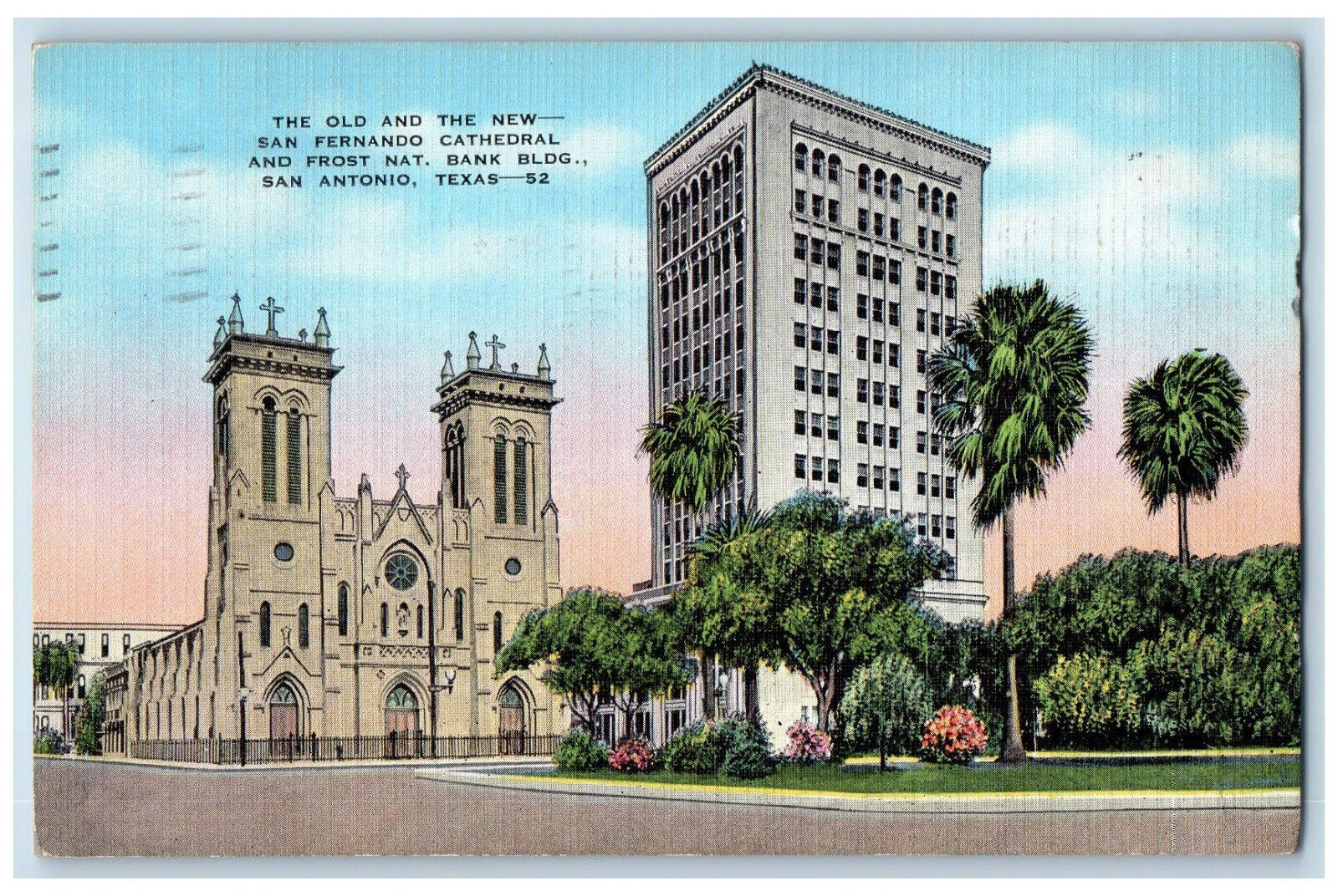 1940 Old and New San Fernando Cathedral San Antonio Texas TX Postcard