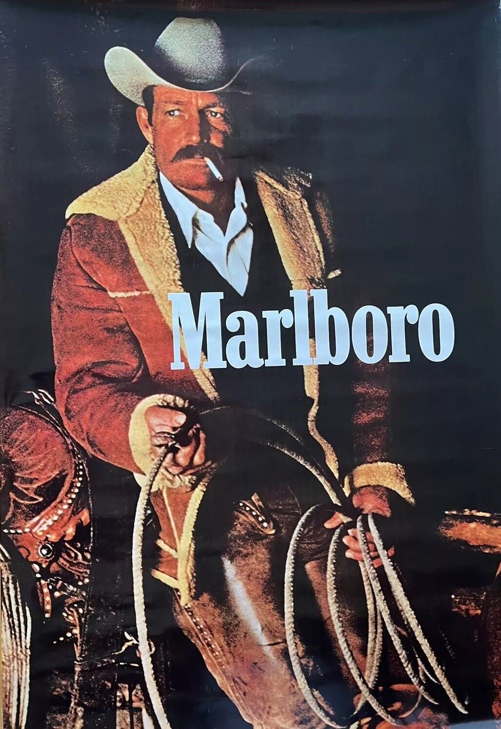 Vintage Original Marlboro Man Darrel Winfield Cowboy  Door Poster 75”x36” 80s