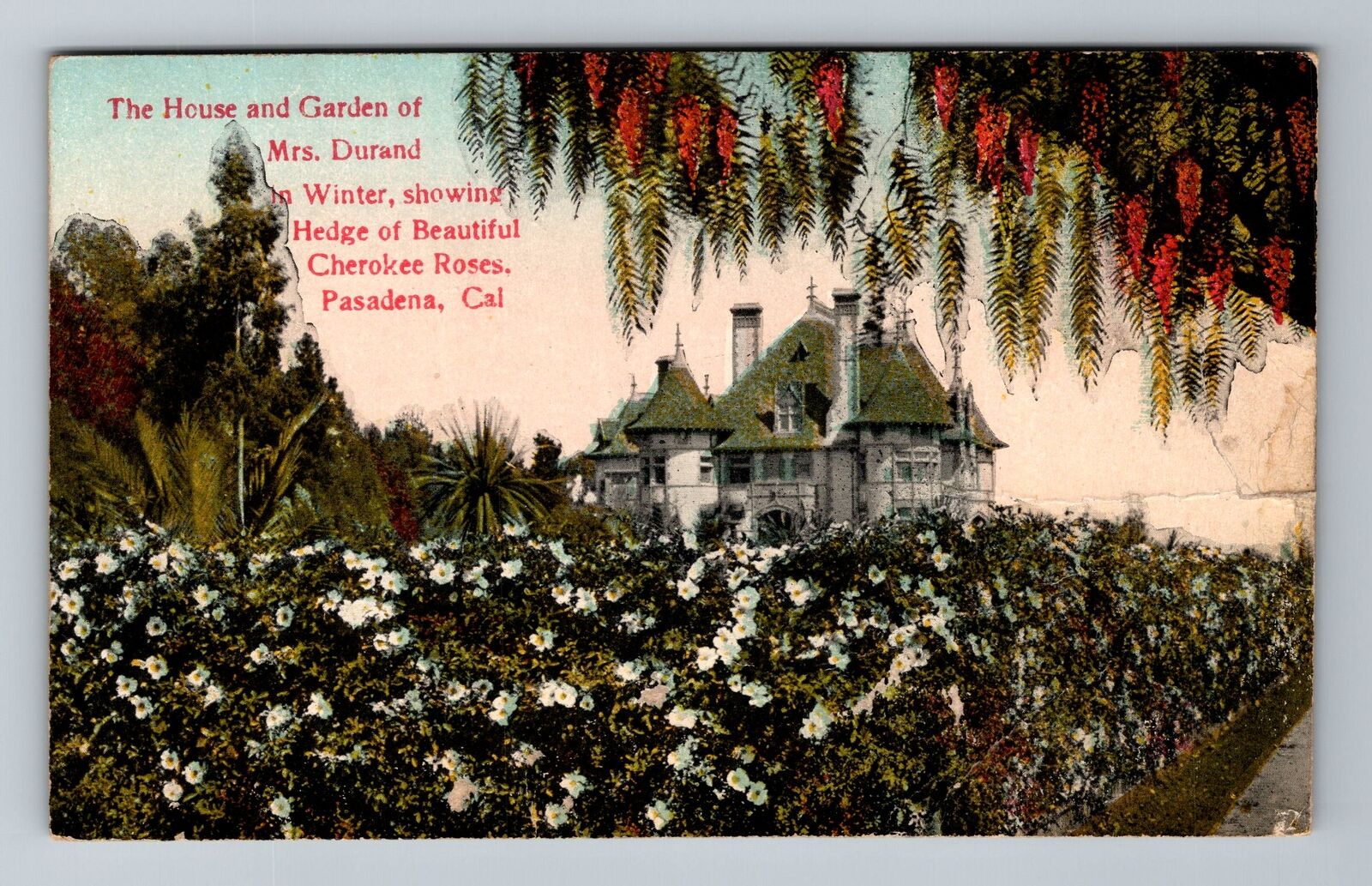 Pasadena CA-California, House And Garden Mrs Durand, Vintage Postcard