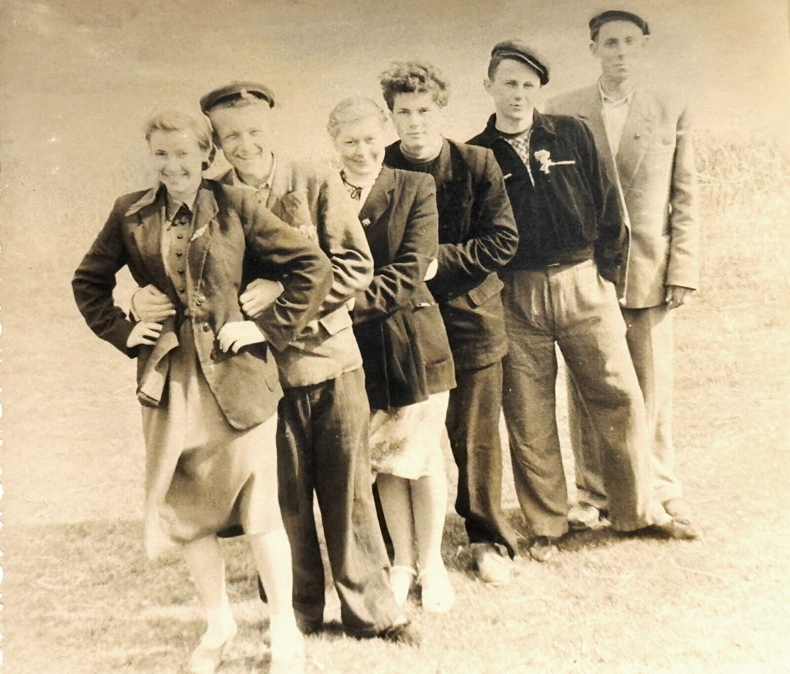 1940s ORIGINAL Snapshot Soviet Era Friends hanging out Students Vintage Photo