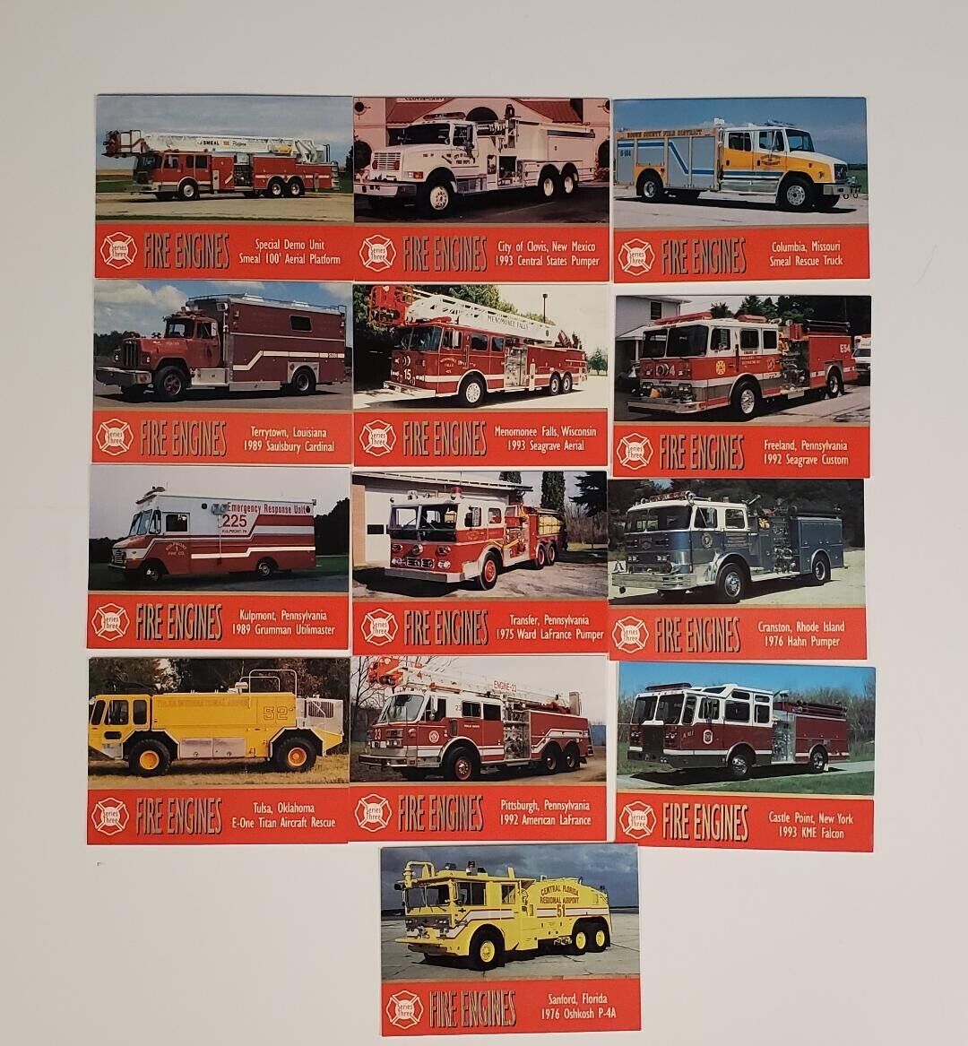 1994 Premium Fire Engines Fire Trucks Series 3 Trading Cards Lot of 13 - Bon Air