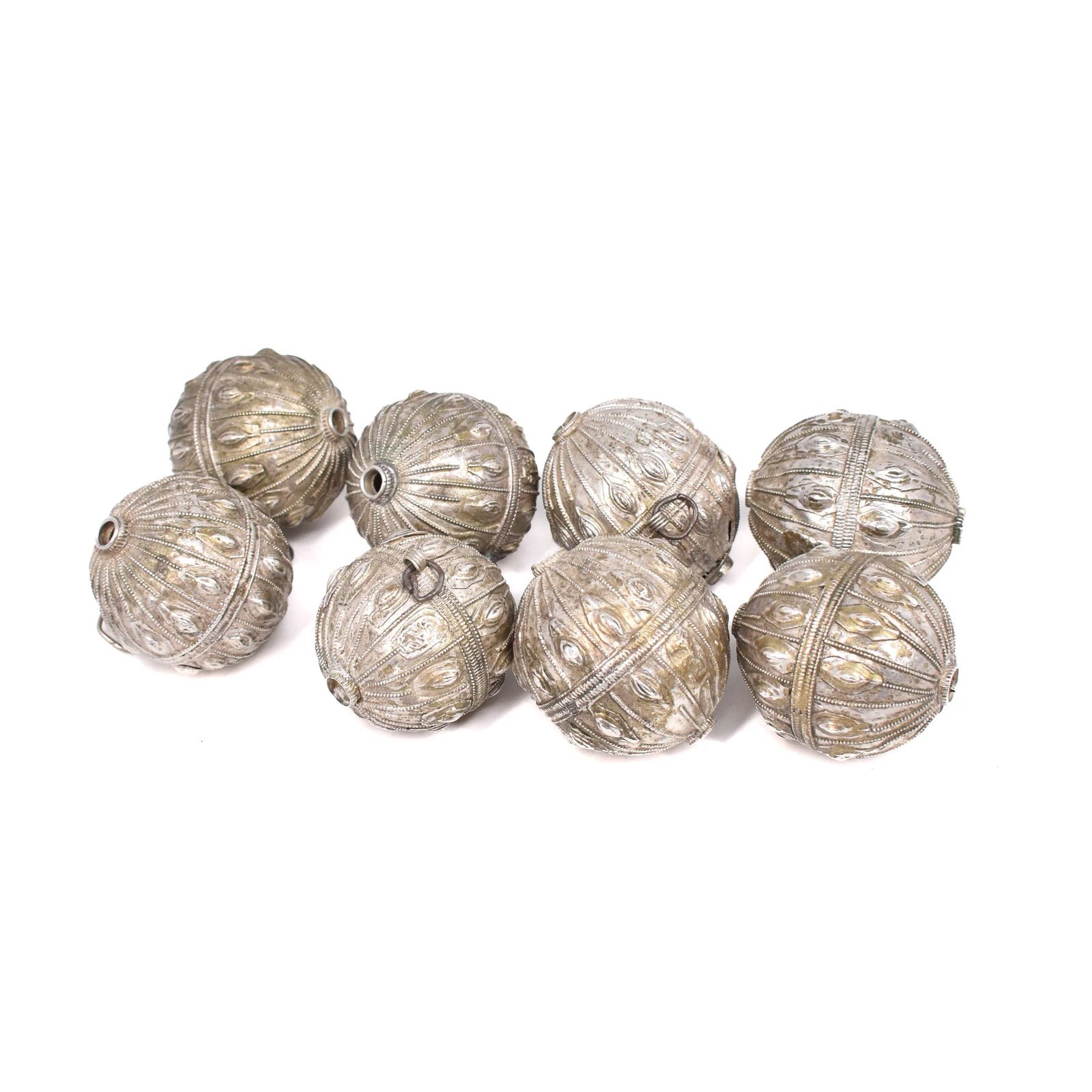 8 Loose Yemeni Hollow Metal Beads Ruth Flynn Collection
