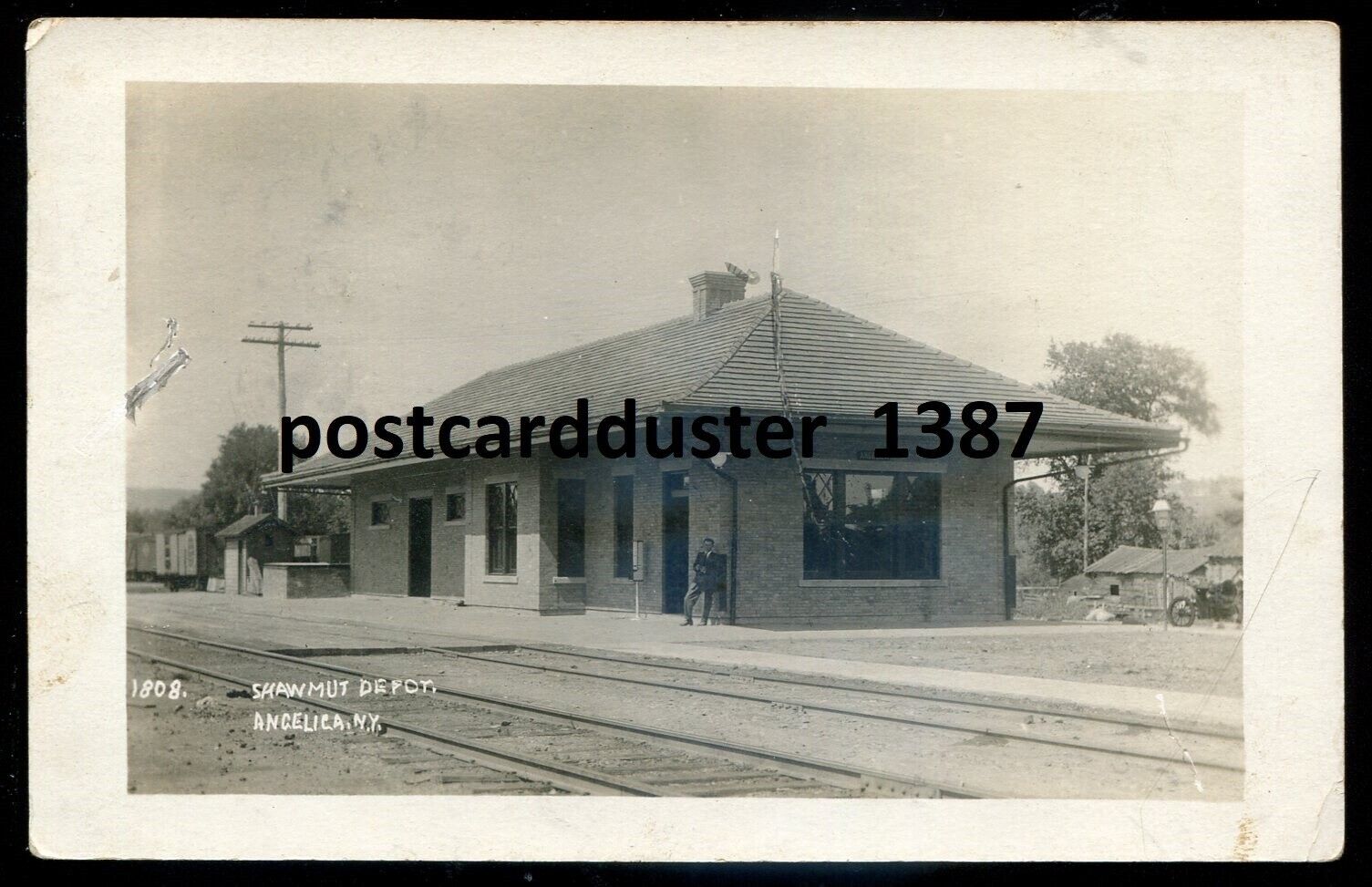 ANGELICA New York 1915 Shawmut Depot Train Station. Real Photo Postcard